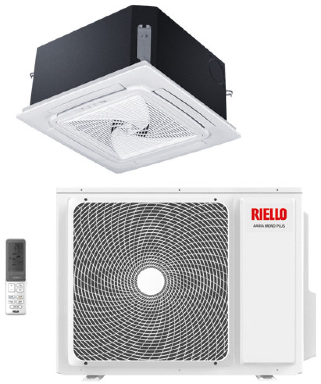 riello condizionatore a cassetta 4 vie 60x60 riello 18000 btu aaria mono plus amk 50 p r 32 con pannello e telecomando inclusi ean 8059657086495