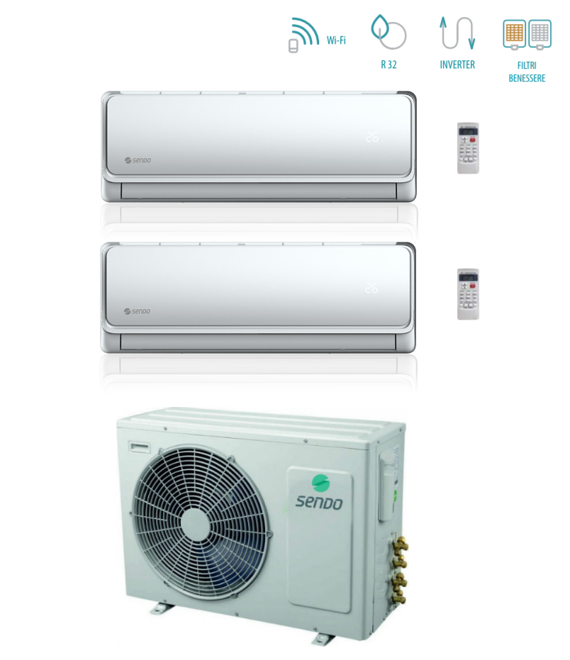 sendo climatizzatore condizionatore dual split inverter sendo ikaros l 1200012000 con sfm 27ou3 au2 r 32 wi fi integrato 1212 ean 8059657010407
