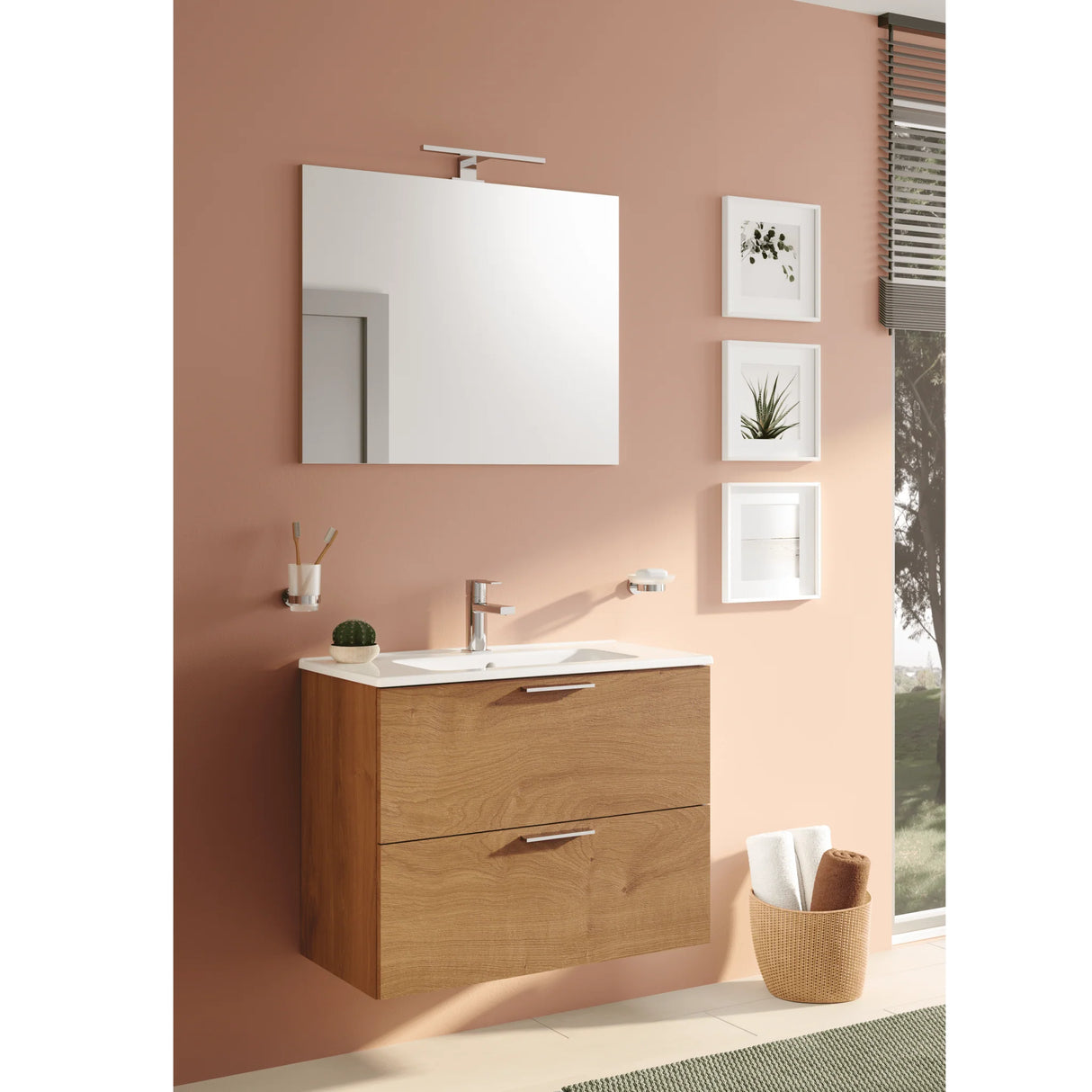 vitra mobile bagno sospeso vitra con lavabo colore golden oak 80 cm