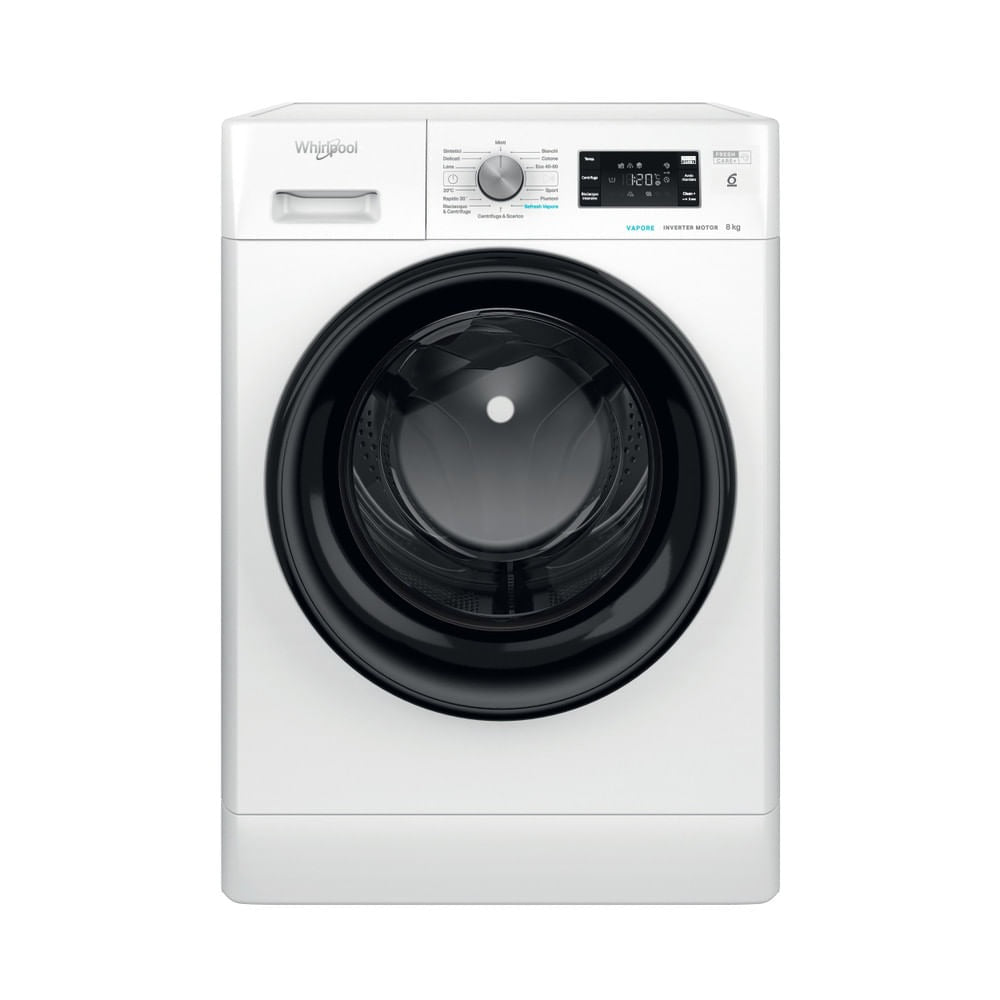 whirlpool lavatrice a carica frontale whirlpool ffb r8528 bv it 8 kg classe b 1200 giri a845xl595xp63 tecnologia 6 senso refresh vapore ean 8003437048968
