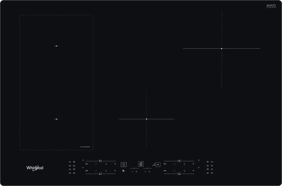 whirlpool piano cottura a induzione whirlpool wlb2977ne 4 fuochi in vetro nero lxp 77x54 flexicook booster wl b2977 ne ean 8003437601699