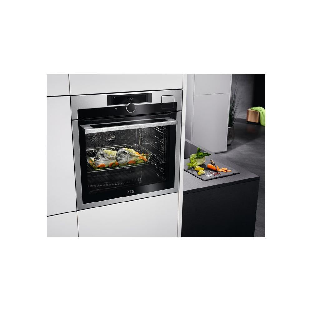 aeg forno ad incasso combinato a vapore aeg serie 9000 bse998230m steampro 70 litri classe a a594xl595xp567 inox ean 7332543755608