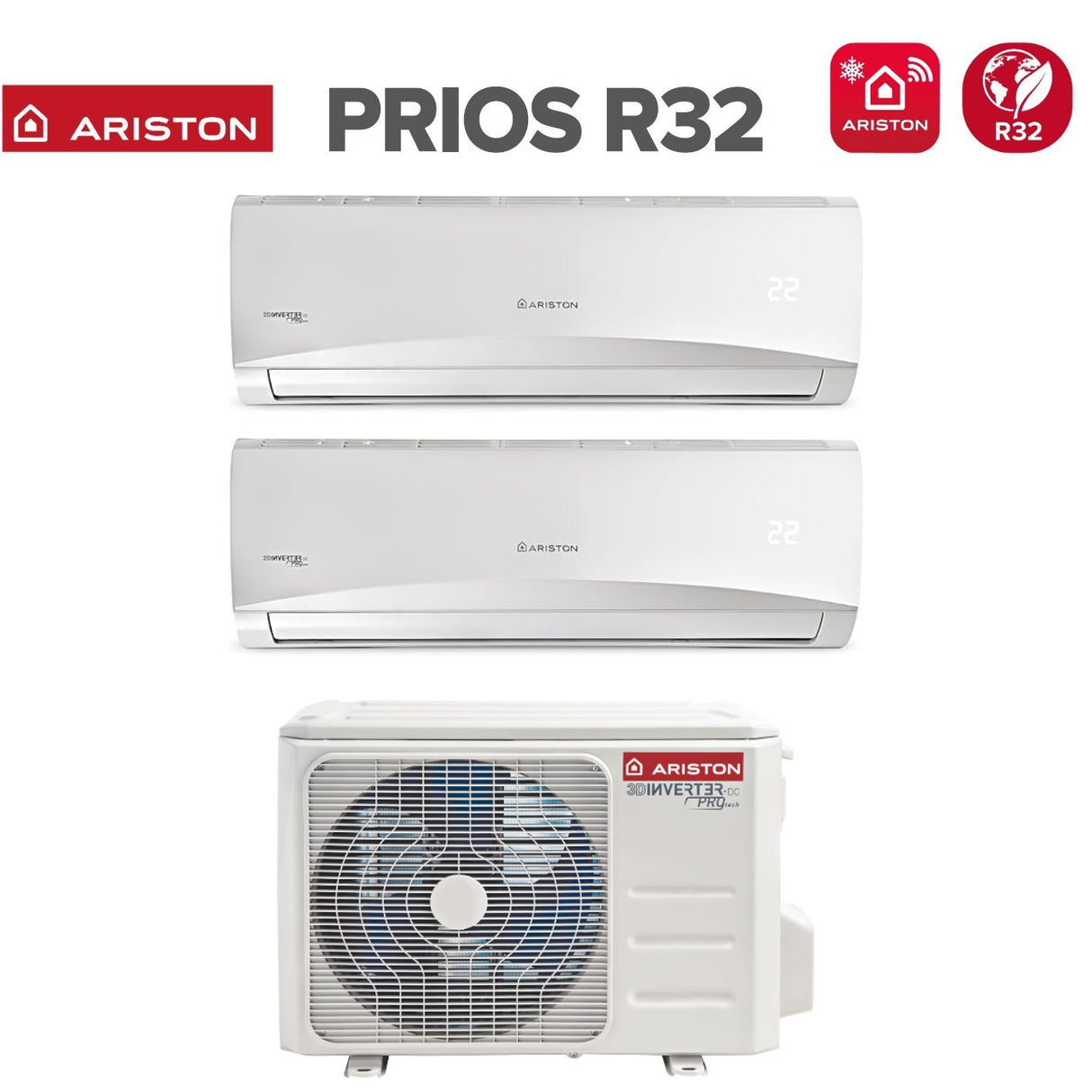 ariston climatizzatore condizionatore dual split inverter ariston prios 900012000 btu r 32 wi fi optional 912 dual 50 xd0 o