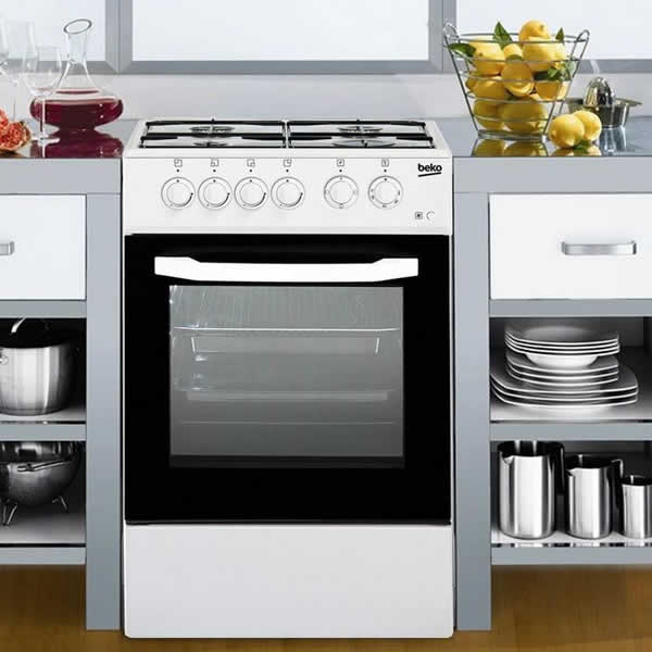 beko beko cucina a gas 4 fuochi forno elettrico larghezza per profondita 50x50 cm con coperchio colore silver css42014fs 54 litri ean 8690842043529