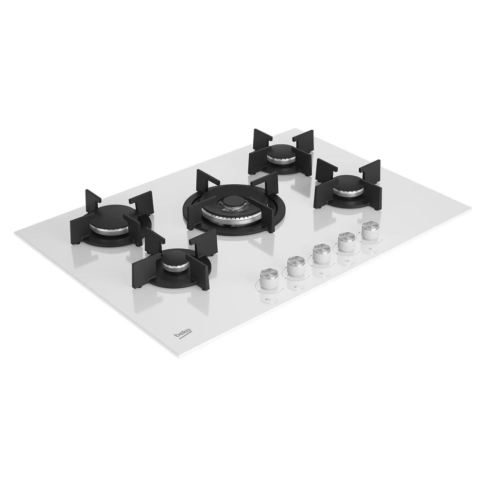 beko piano cottura a gas beko hilw 75222 sw 5 fuochi l75xp524 vetro bianco ean 8690842203848