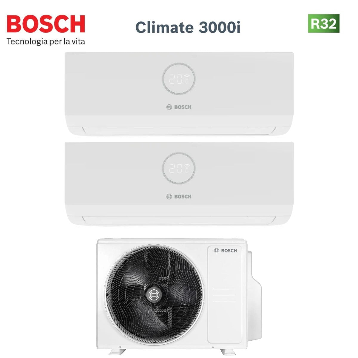 bosch climatizzatore condizionatore bosch dual split inverter serie climate 3000i 1212 con cl5000m 532 e r 32 wi fi optional 1200012000