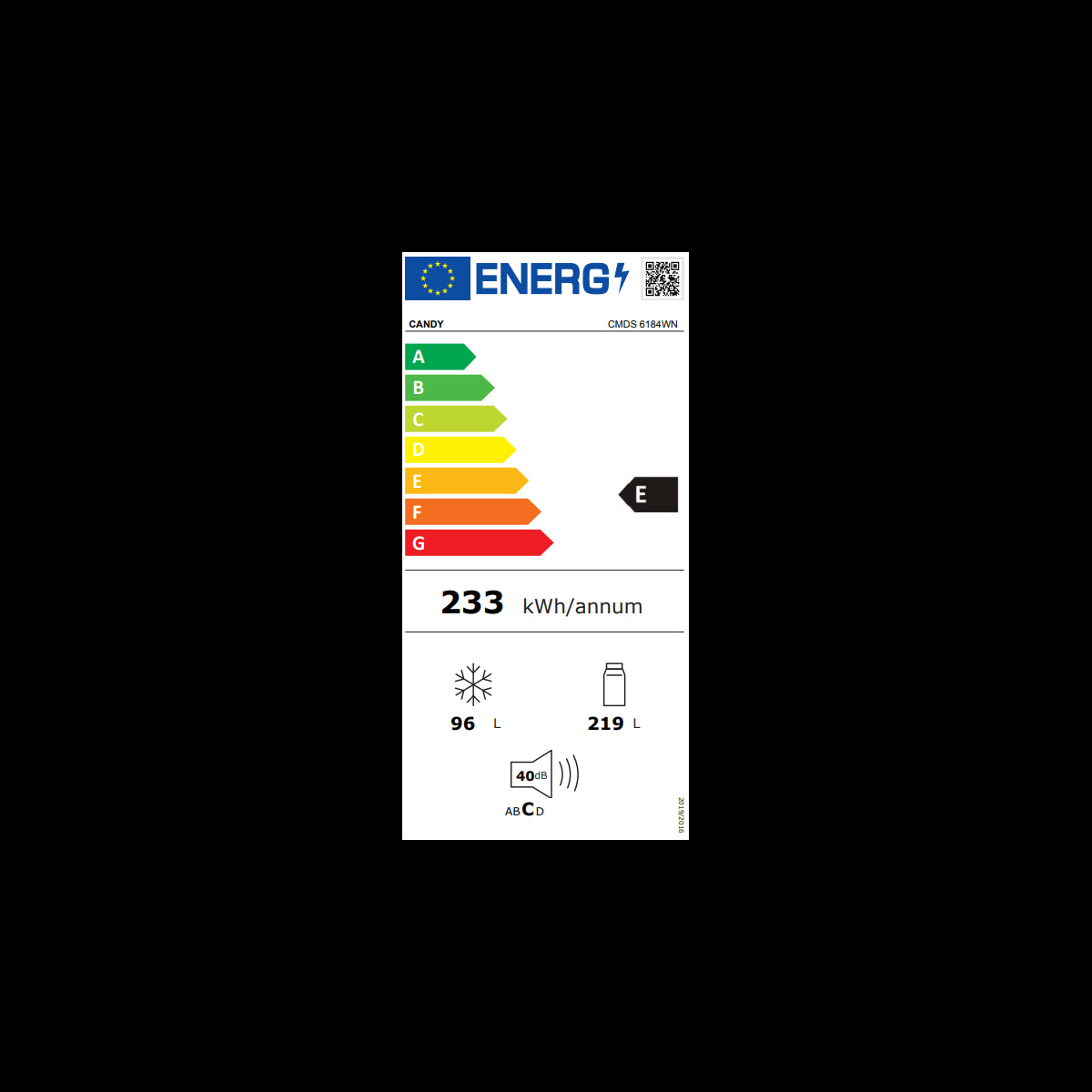 candy frigorifero combinato 2 porte statico candy cmds 6184wn cm 60x60x185 classe a cmds6184wn congelatore basso ean 8059019026008