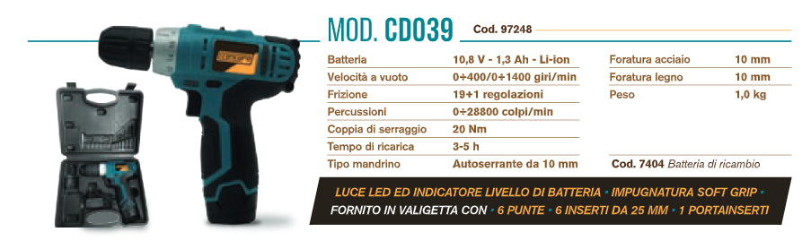 concord trapano concord batteria 12v li ion cd039 12