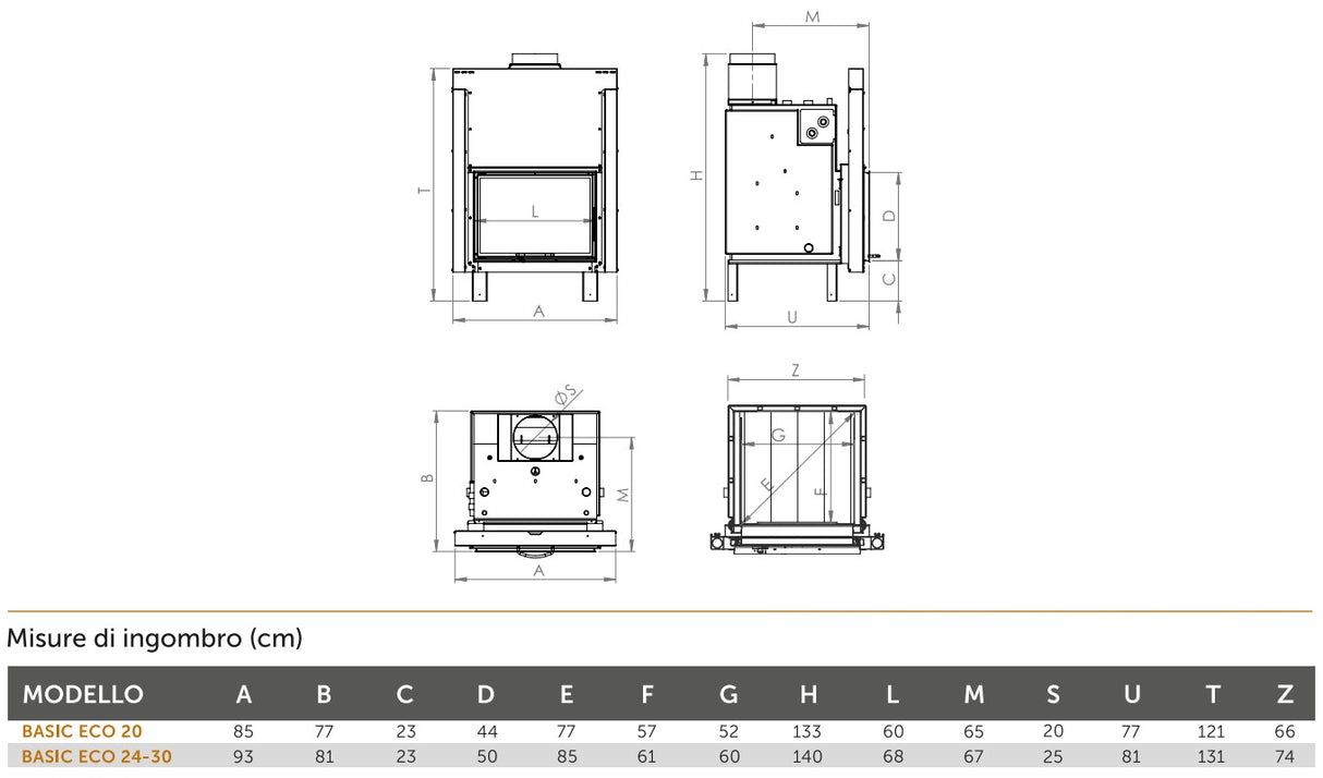 ctm termocamino a legna ctm basic eco s1 24 kw per produzione acs con scambiatore full link e scomparsa verticale