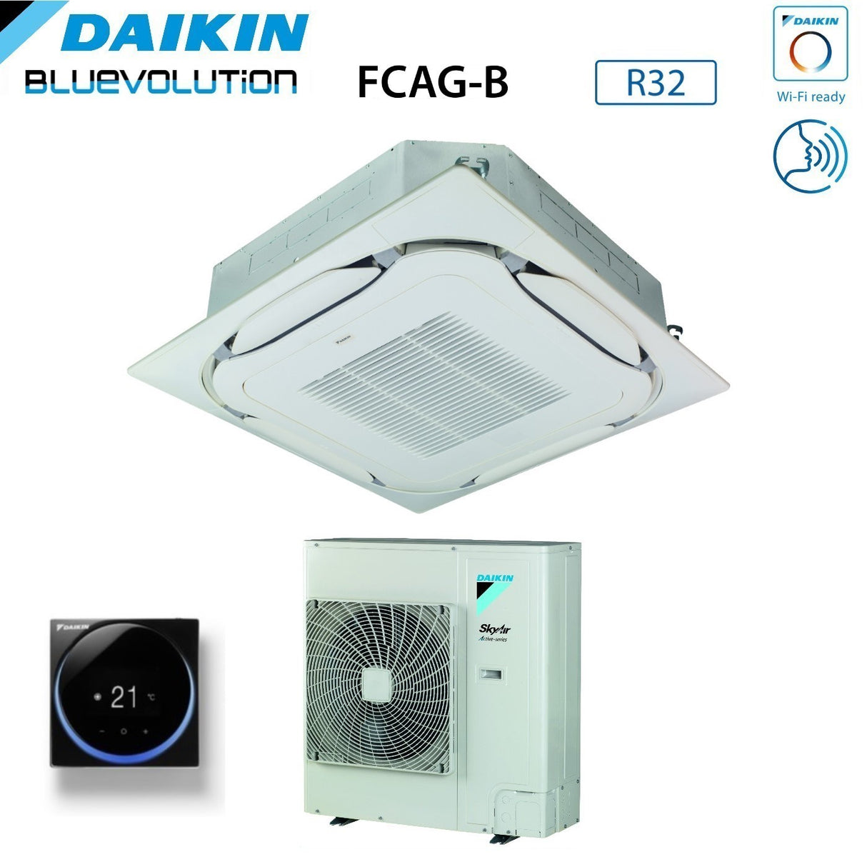 daikin climatizzatore condizionatore daikin bluevolution a cassetta round flow 36000 btu fcag100b azas100mv1 r 32 wi fi optional con griglia standard inclusa