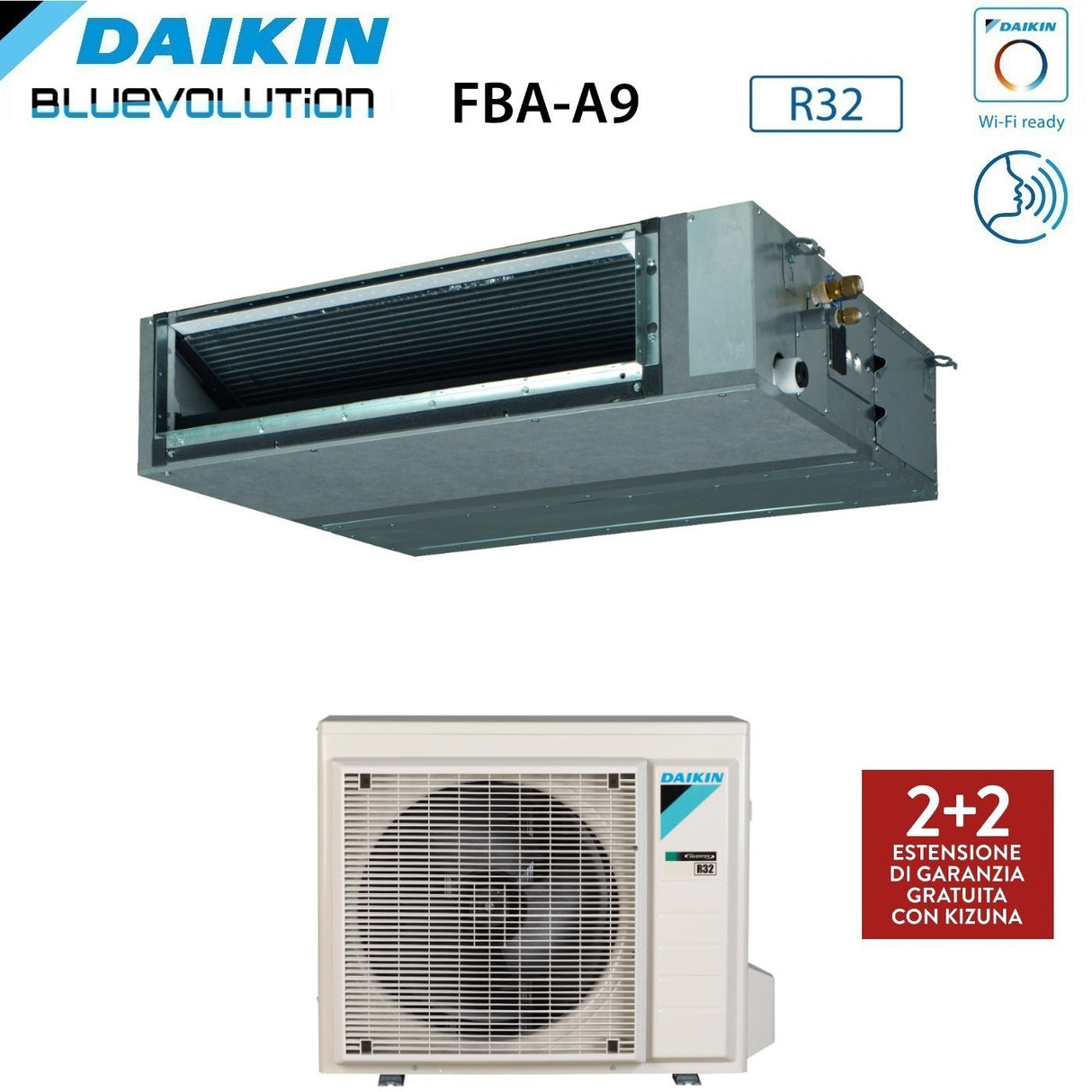 daikin climatizzatore condizionatore daikin bluevolution canalizzato media prevalenza 18000 btu fba50a monofase r 32 wi fi optional con comando a filo garanzia italiana