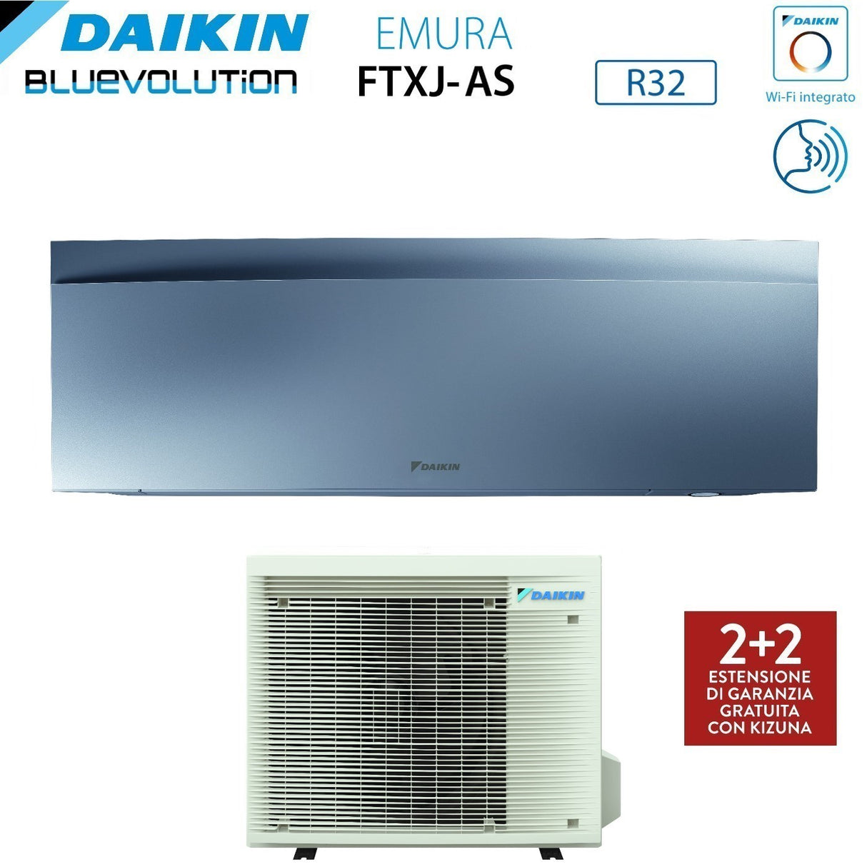 daikin climatizzatore condizionatore daikin bluevolution inverter serie emura silver iii 18000 btu ftxj50as r 32 wi fi integrato classe a garanzia italiana novita