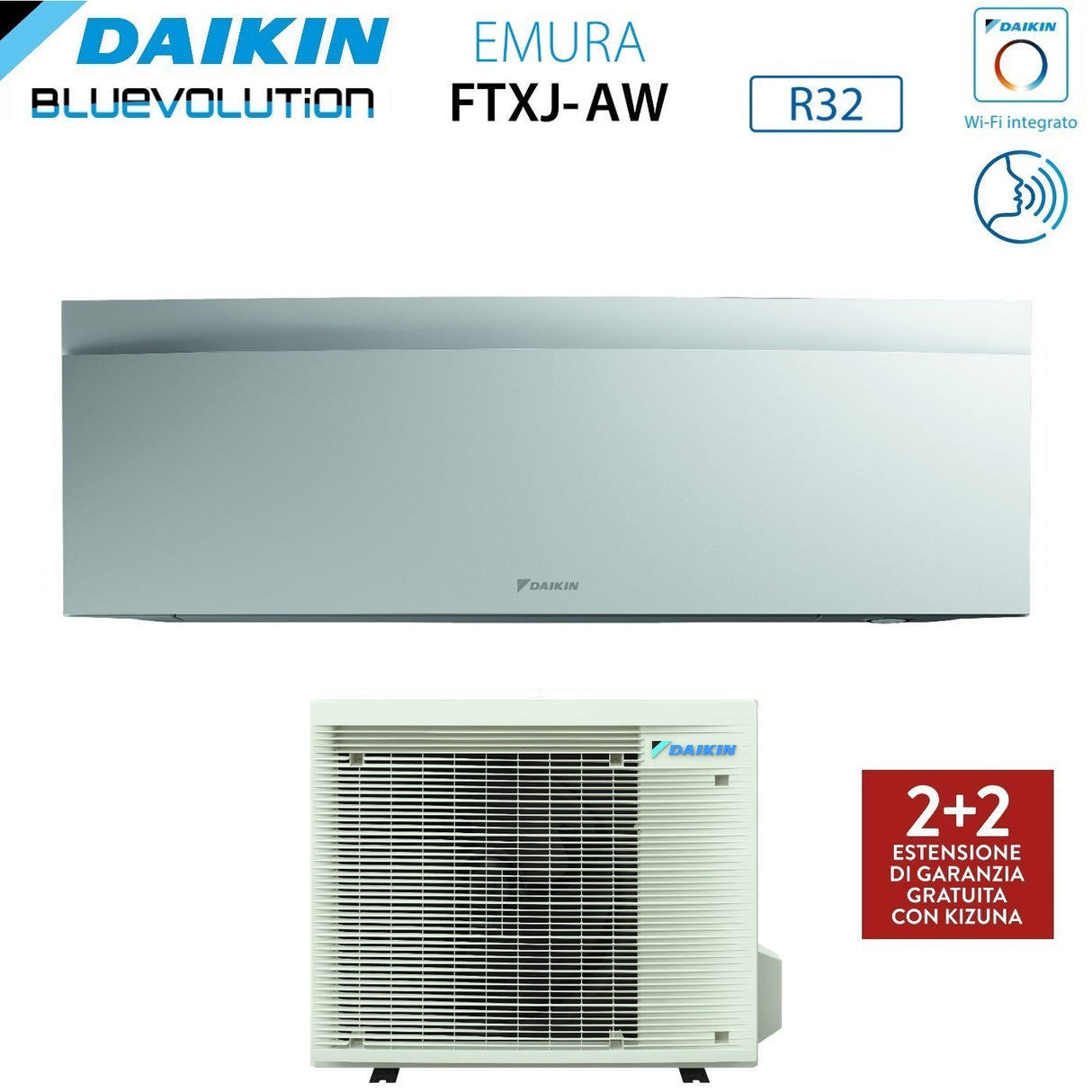 daikin climatizzatore condizionatore daikin bluevolution inverter serie emura white iii 18000 btu ftxj50aw r 32 wi fi integrato classe a garanzia italiana novita