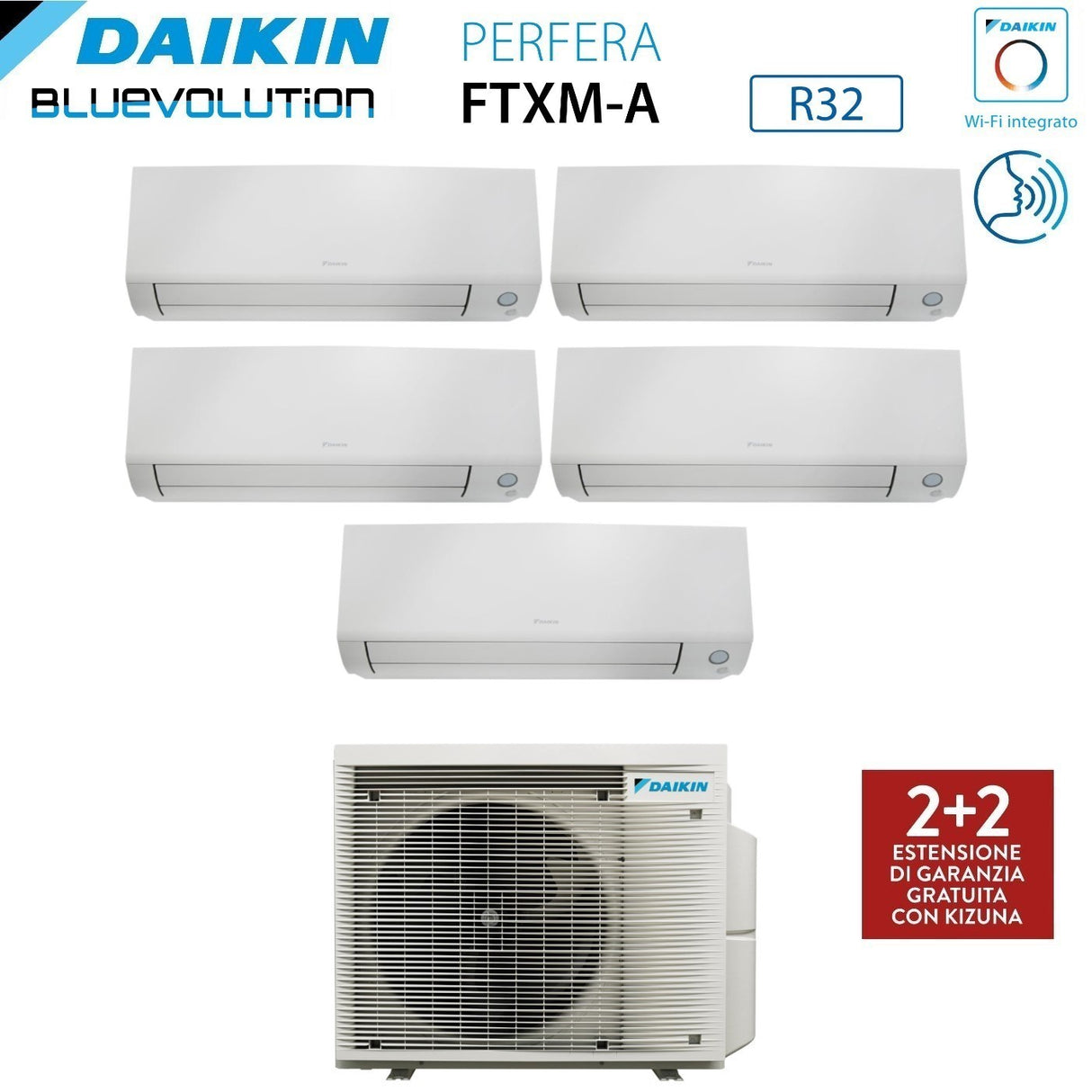 daikin climatizzatore condizionatore daikin bluevolution penta split inverter serie perfera all season 99121212 con 5mxm90a r 32 wi fi integrato 90009000120001200012000 garanzia italiana