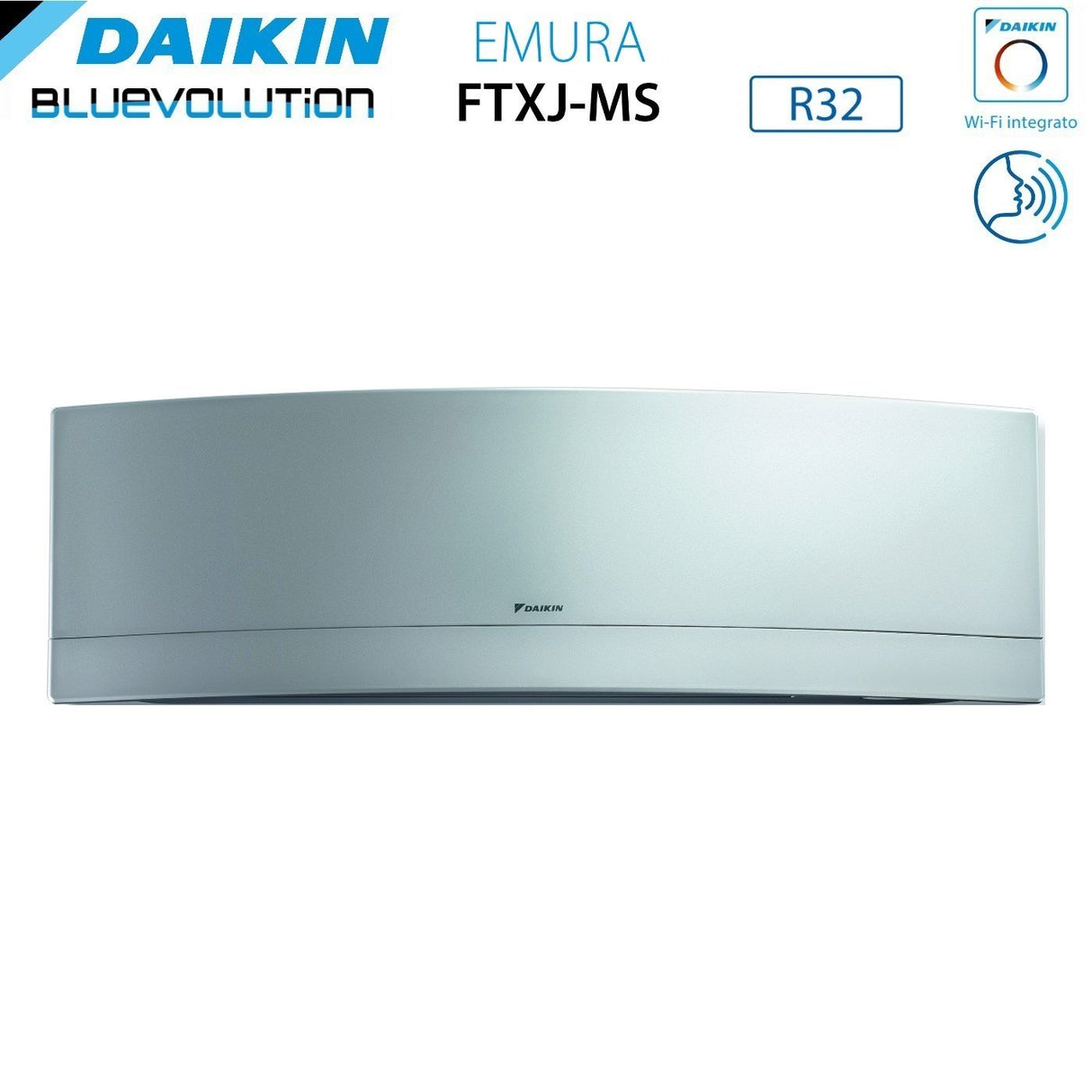 daikin unita interna a parete daikin bluevolution inverter serie emura silver 9000 btu ftxj25ms r 32 wi fi integrato colore argento ean 4548848495146