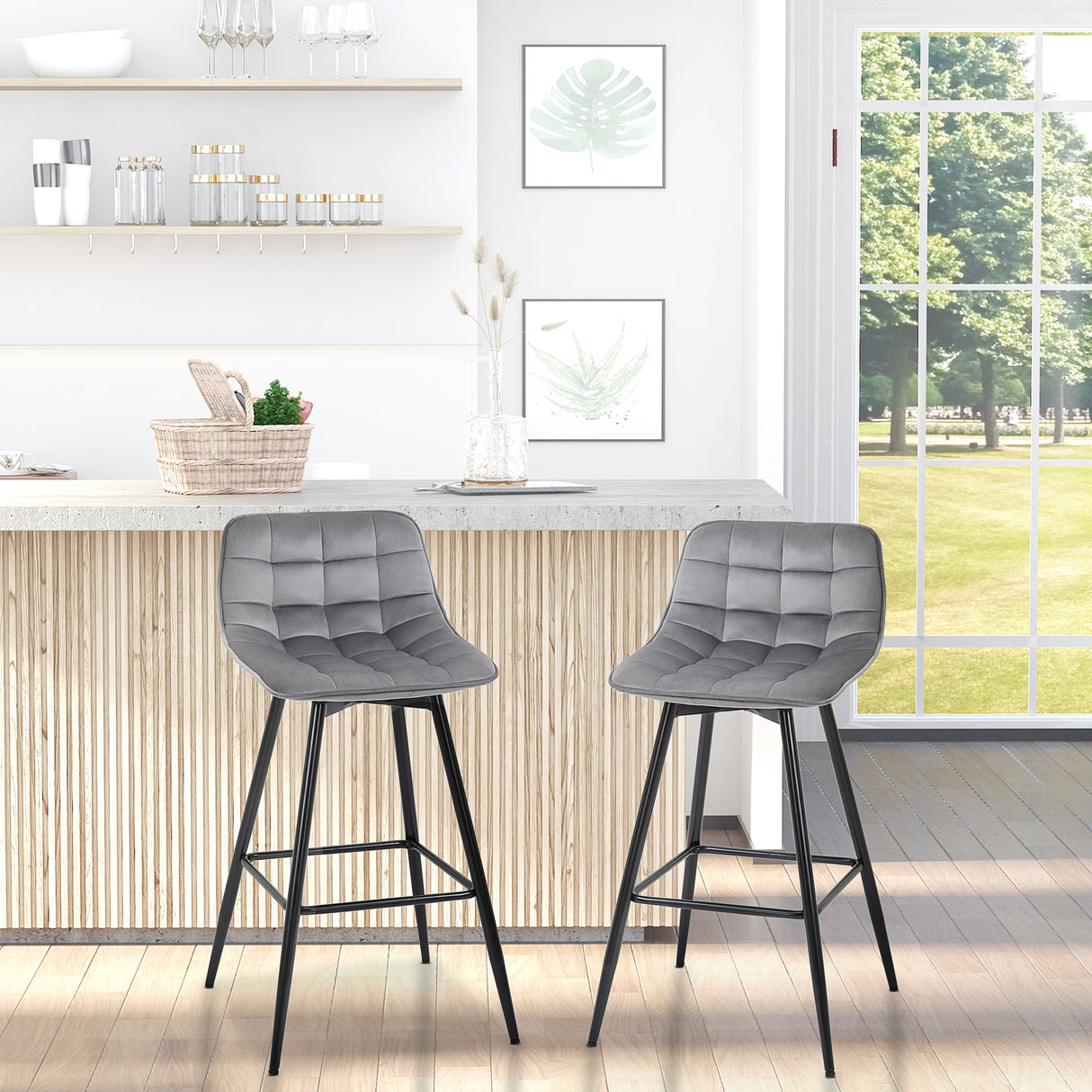 easycomfort easycomfort set 2 sgabelli da bar sedie imbottite stile nordico velluto grigio ean 8054144138626