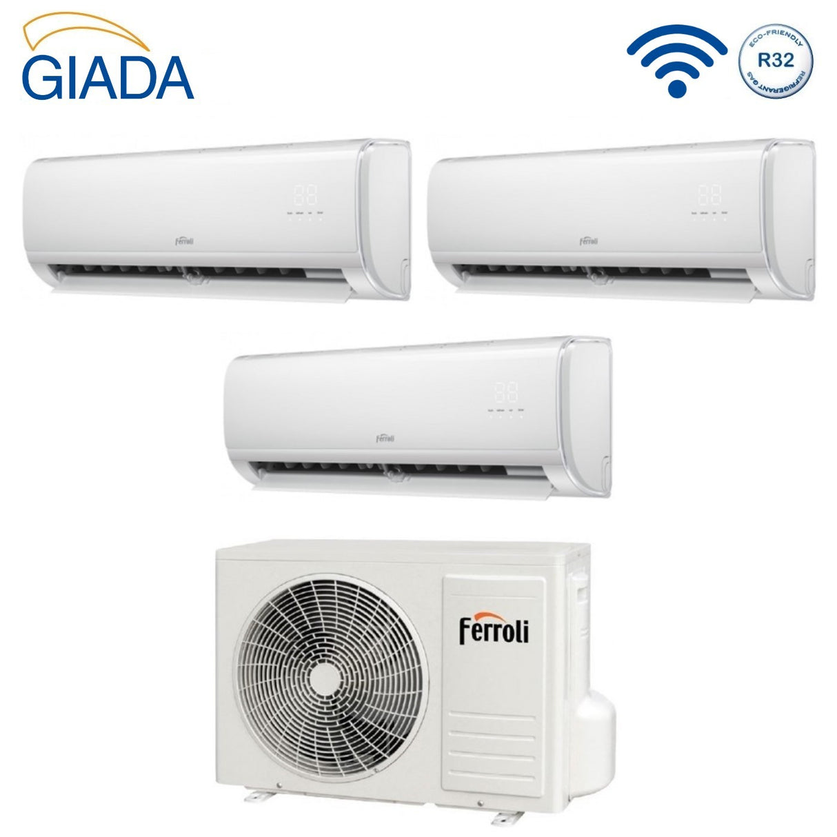 ferroli condizionatore trial split ferroli giada m 9912 con 21 3 r 32 wi fi integrato ean 8059657083234