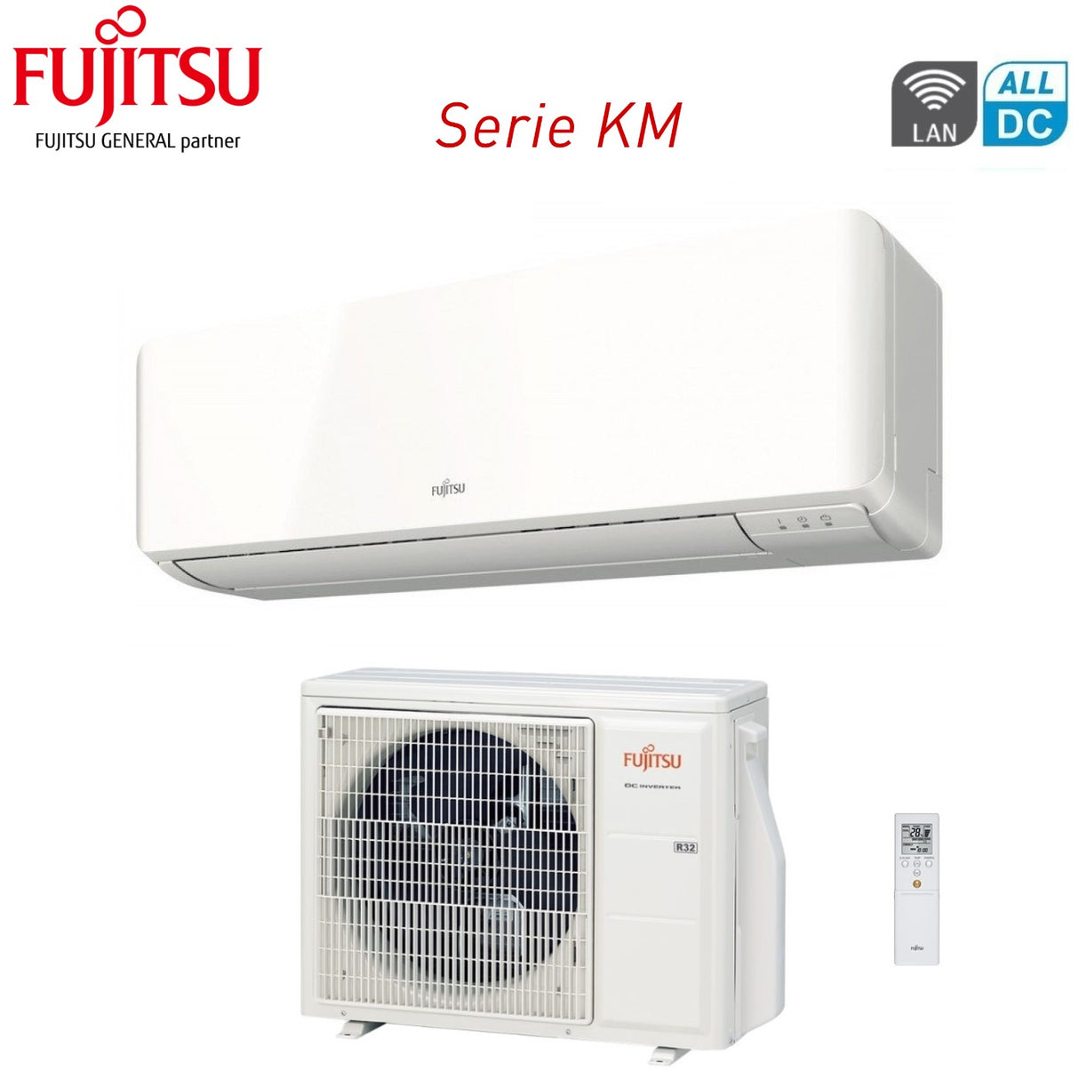 fujitsu climatizzatore condizionatore fujitsu inverter serie km 7000 btu asyg07kmce codice 3ngf87160 r 32 wi fi optional classe aa
