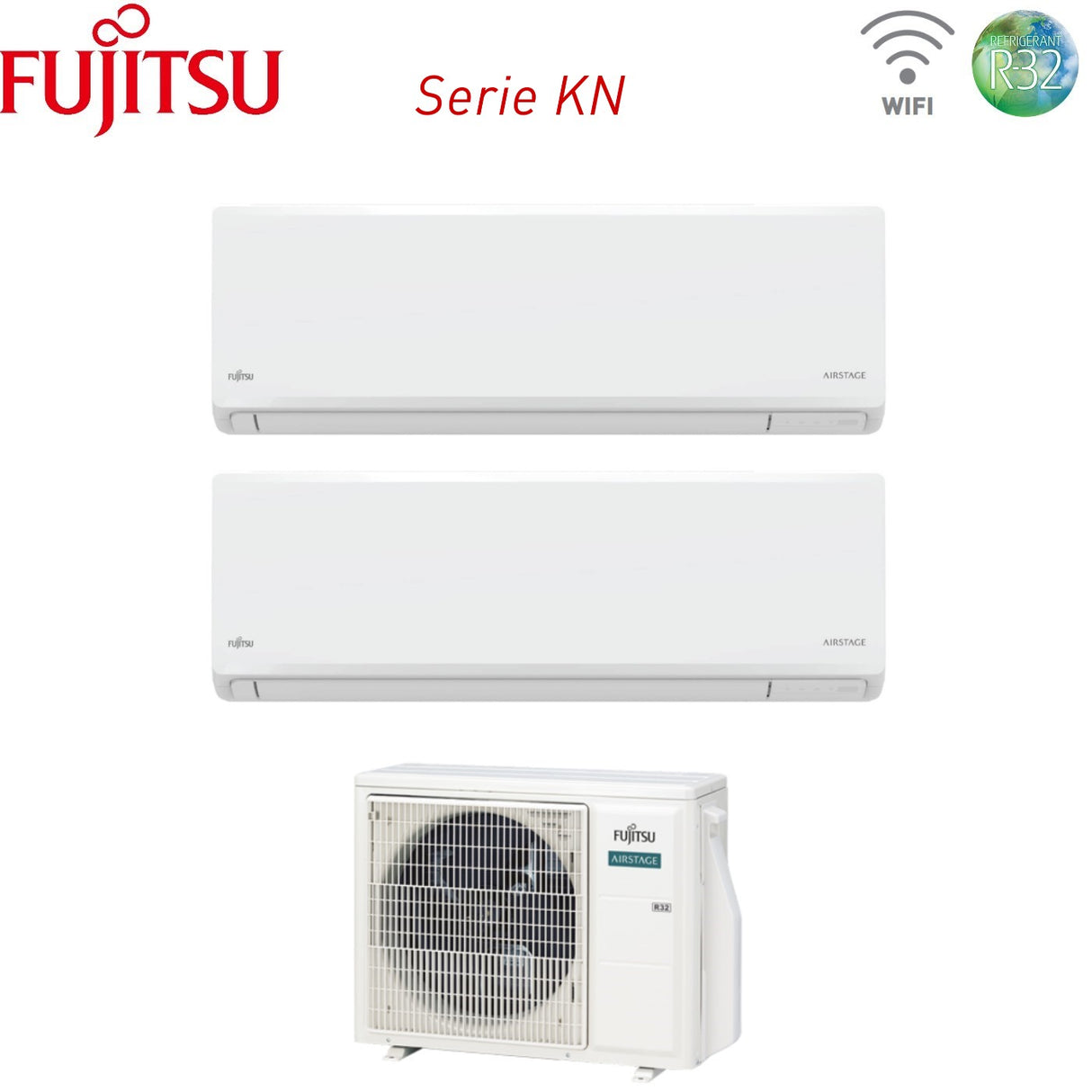 fujitsu condizionatore fujitsu dual split inverter kn airstage 912 con aoeg18kbca2 r 32 wi fi integrato