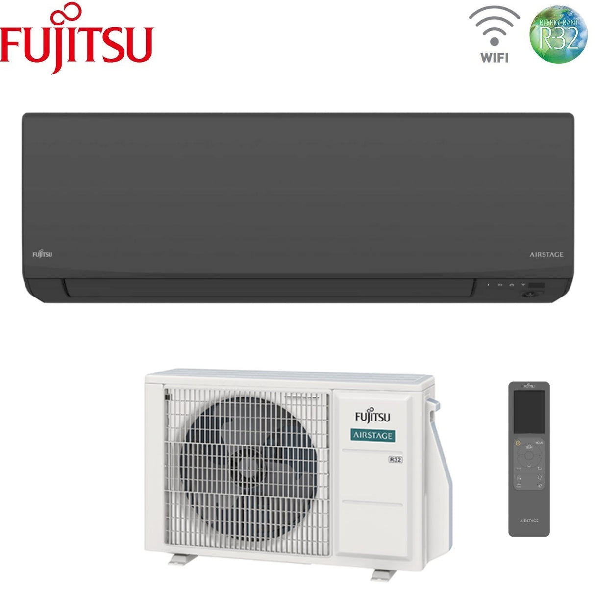 fujitsu condizionatore fujitsu kj black 7000 btu aseh07kjcalb r 32 wi fi integrato