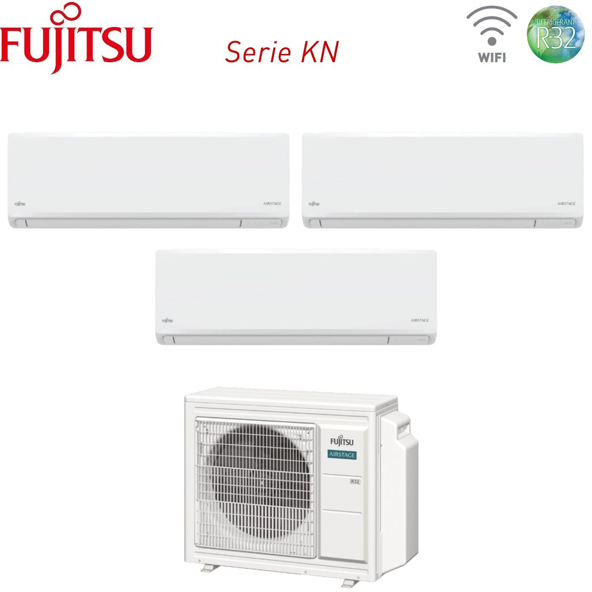 fujitsu condizionatore fujitsu trial split inverter kn airstage 9912 con aoeg18kbca3 r 32 wi fi integrato