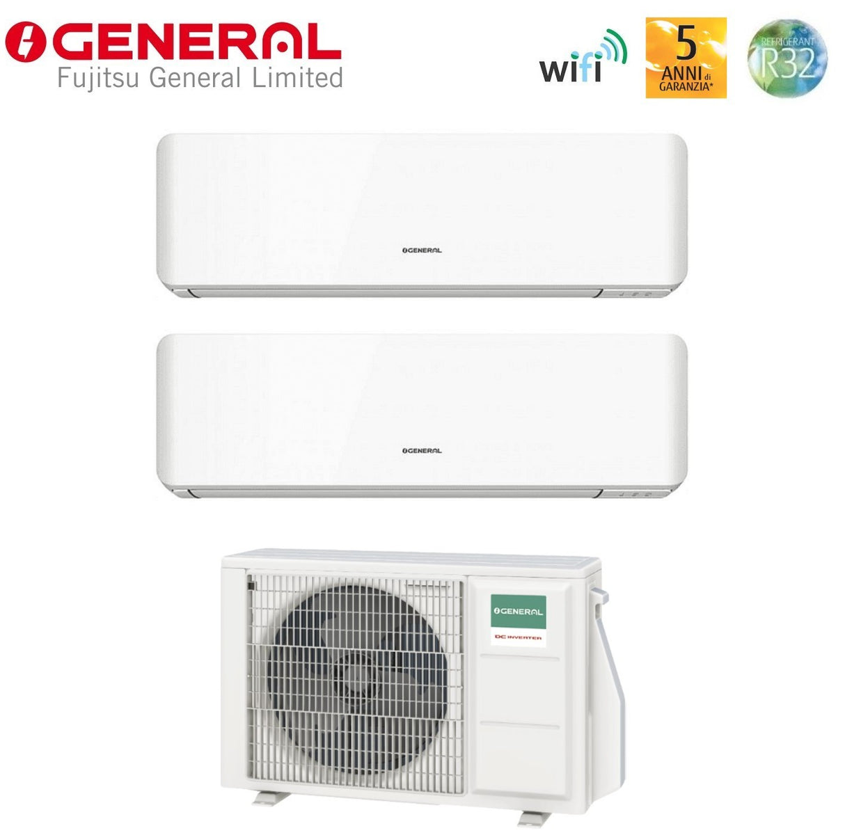 general fujitsu condizionatore dual split general fujitsu standard km 77 con aohg14kbta2 r 32 wi fi integrato