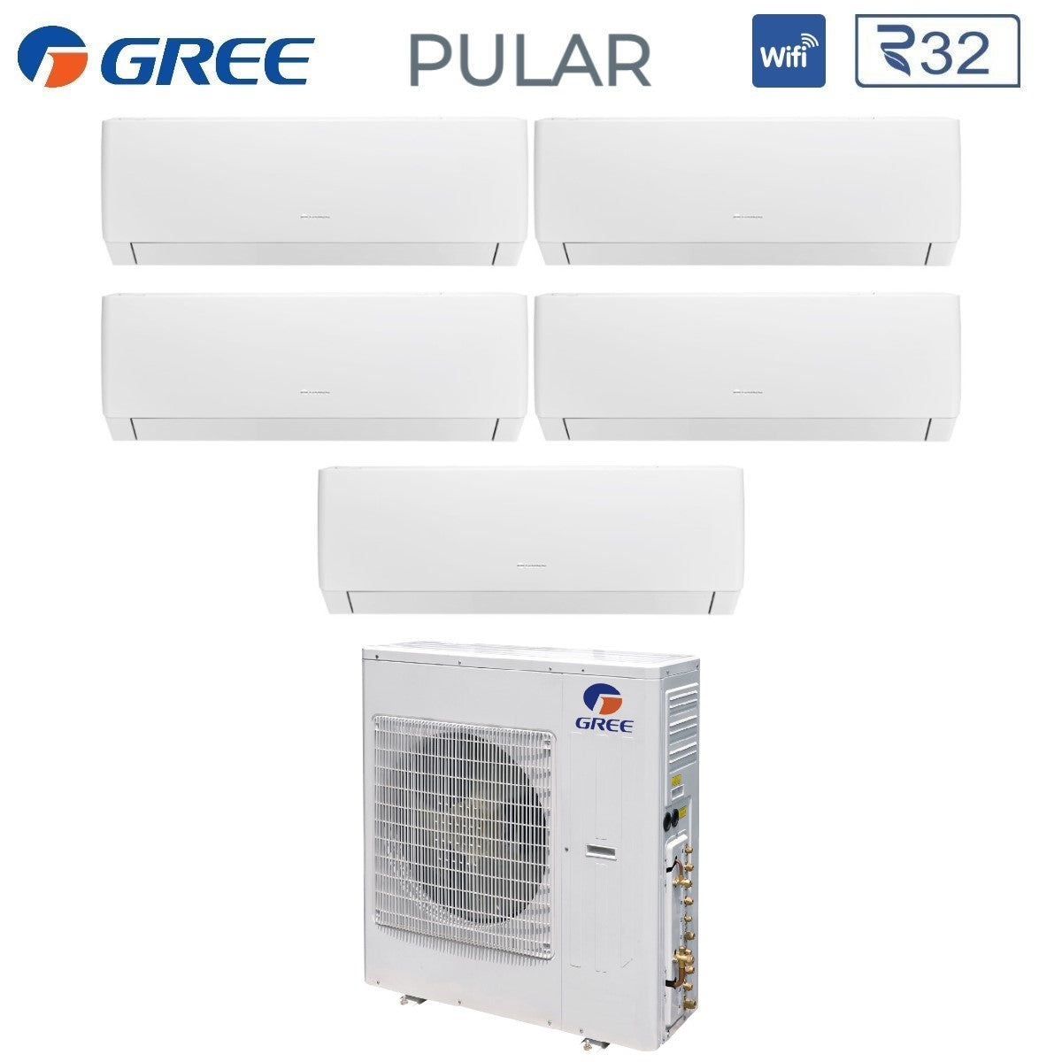 gree climatizzatore condizionatore gree penta split inverter serie pular 999912 con gwhd42nk6lo r 32 wi fi integrato 900090009000900012000