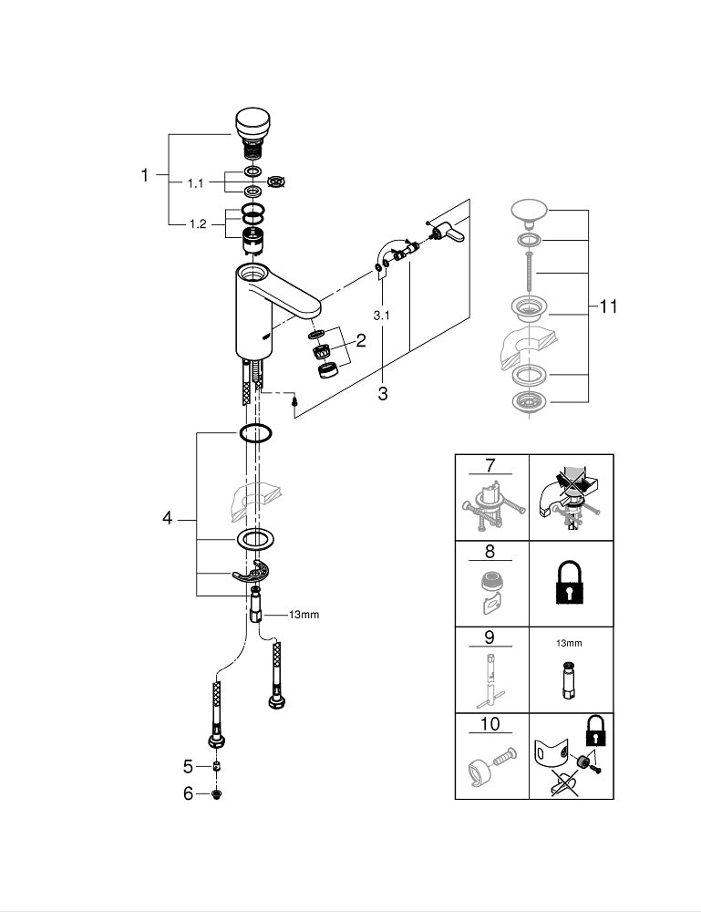 grohe miscelatore grohe eurosmart cosmopolitan t per lavabo con autochiusura a tempo e limitatore temperatura regolabile