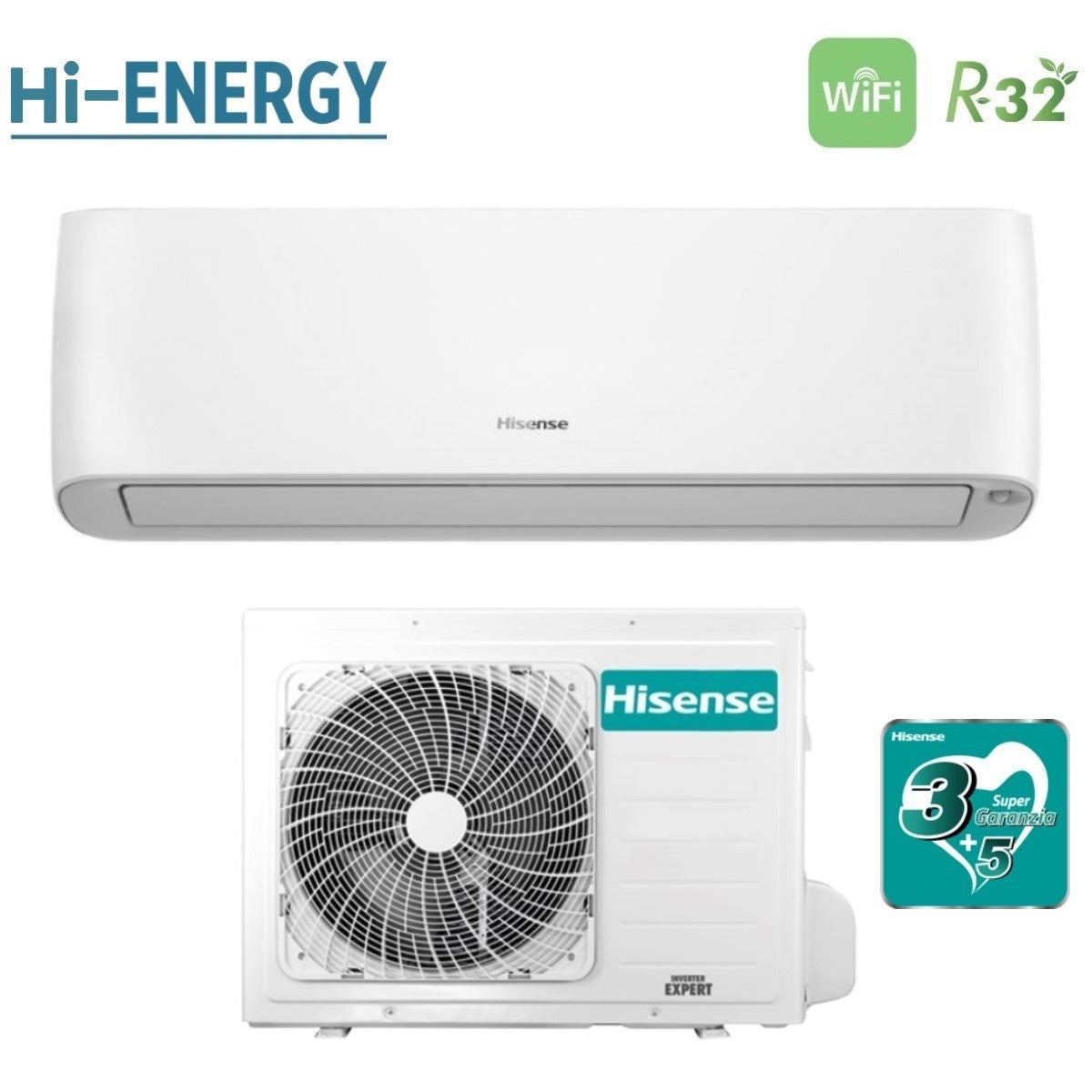 hisense climatizzatore condizionatore hisense inverter serie hi energy 12000 btu qe35xv2ag r 32 wi fi integrato classe aa novita