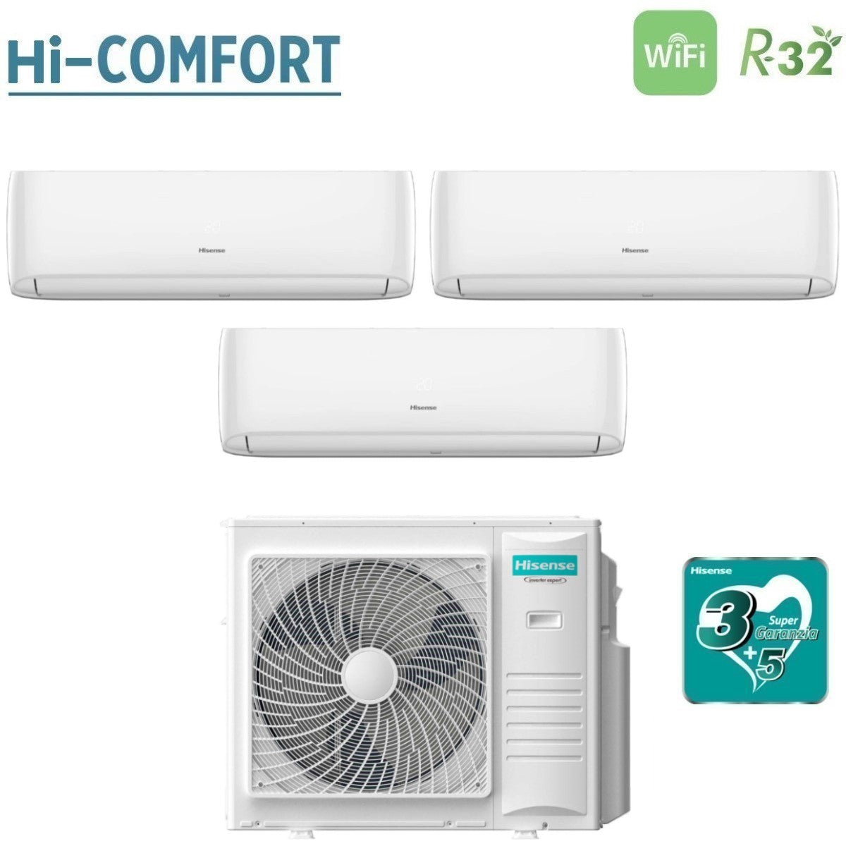 hisense climatizzatore condizionatore hisense trial split inverter serie hi comfort 9918 con 4amw105u4raa r 32 wi fi integrato 9000900018000 novita