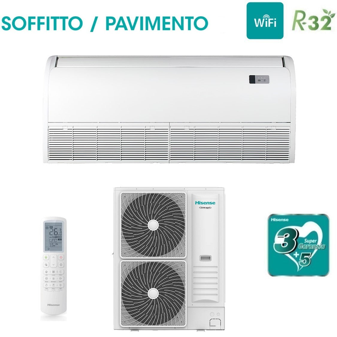 hisense condizionatore soffittopavimento hisense 36000 btu auv105ur4rc8 r 32 wi fi optional con telecomando
