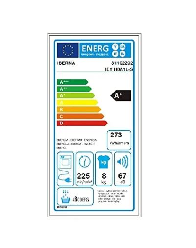iberna asciugatrice a pompa di calore 8 kg iberna ieye h8a1l s classe a ean 8059019029481