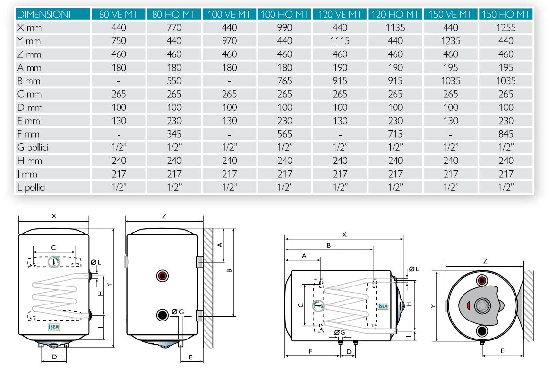 isea scaldabagno termoelettrico verticale isea swing plus mix heating ve 805 sx e330137i attacco a sinistra garanzia di 5 anni