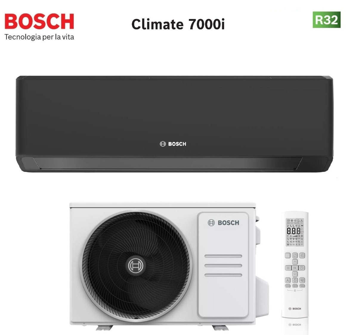 junkers bosch condizionatore bosch climate 7000i black 9000 btu cl7000i set 26 eb r 32 wi fi integrato
