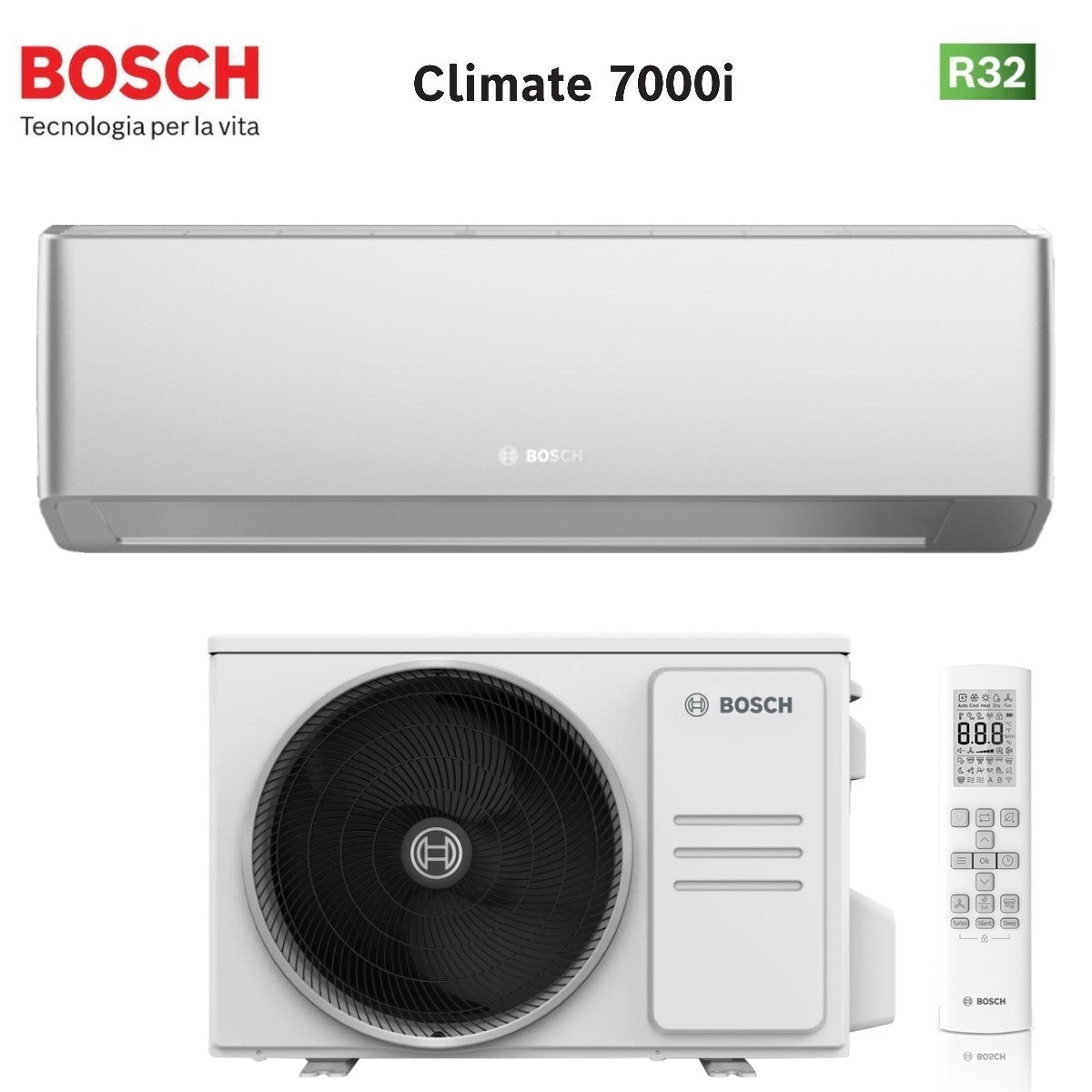 junkers bosch condizionatore bosch climate 7000i silver 7000 btu cl7000i set 20 e r 32 wi fi integrato