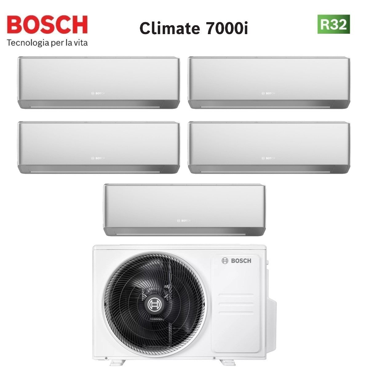 junkers bosch condizionatore penta split bosch climate 7000i silver 77999 con 5000m 1054 e r 32 wi fi integrato