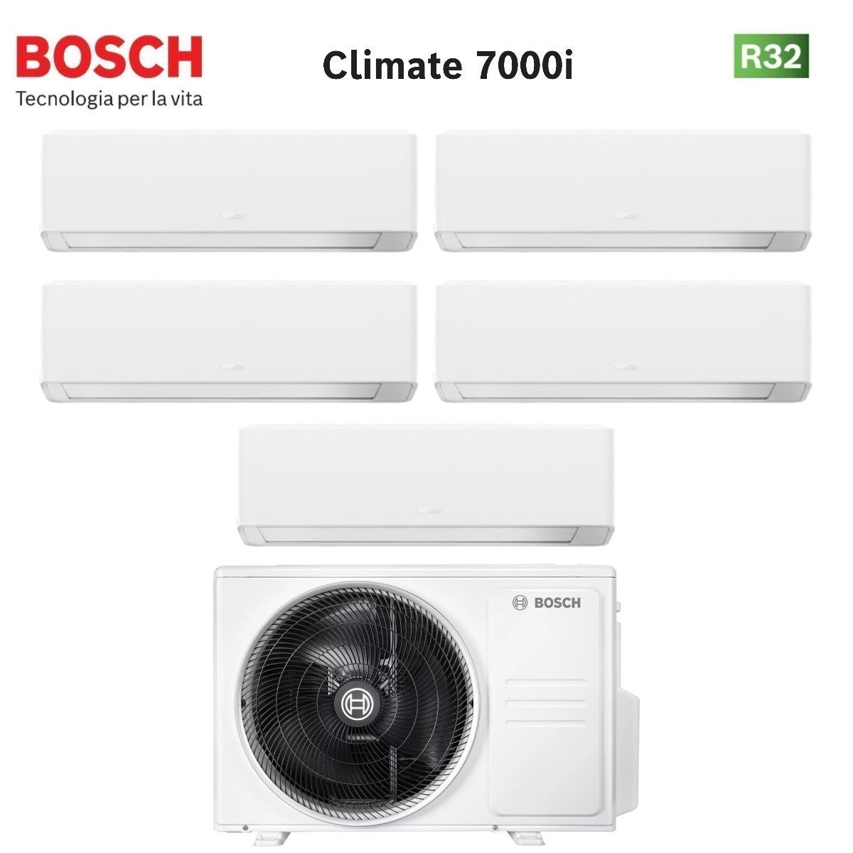 junkers bosch condizionatore penta split bosch climate 7000i white 99121212 con 5000m 1054 e r 32 wi fi integrato
