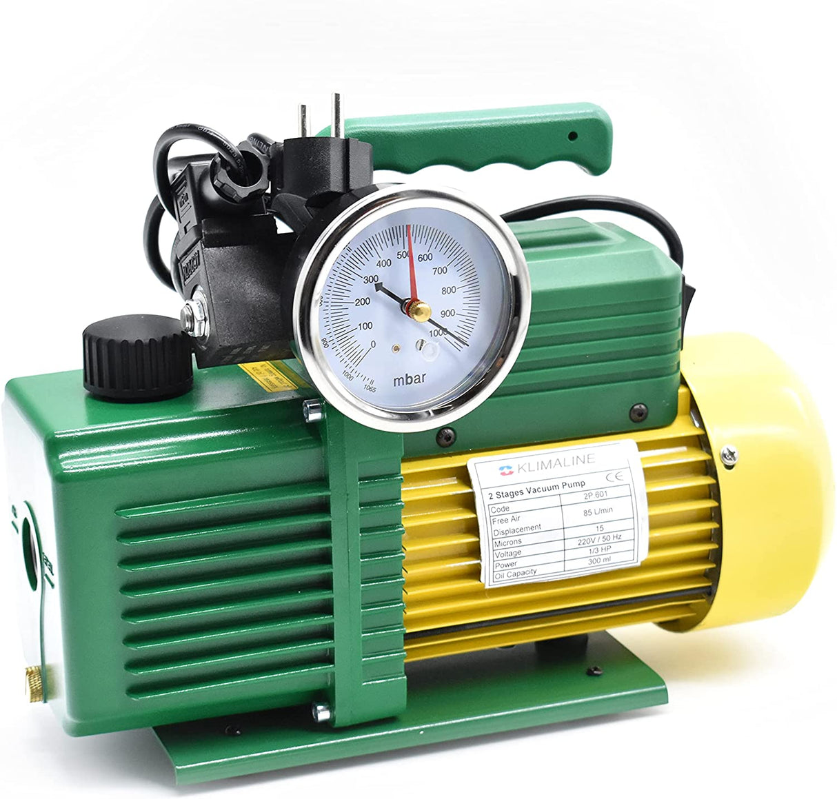 klimaline pompa vuoto bistadio klimaline con vacuometro e valvola solenoide per impianti gas hfo r32 r410 r1234yf 85 lmin motore antideflagrante per condizionamento climatizzatore