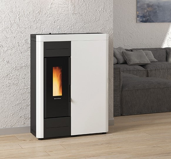 la nordica termostufa a pellet la nordica extraflame modello virna idro 155 kw colore bianca new ean 8055776918389