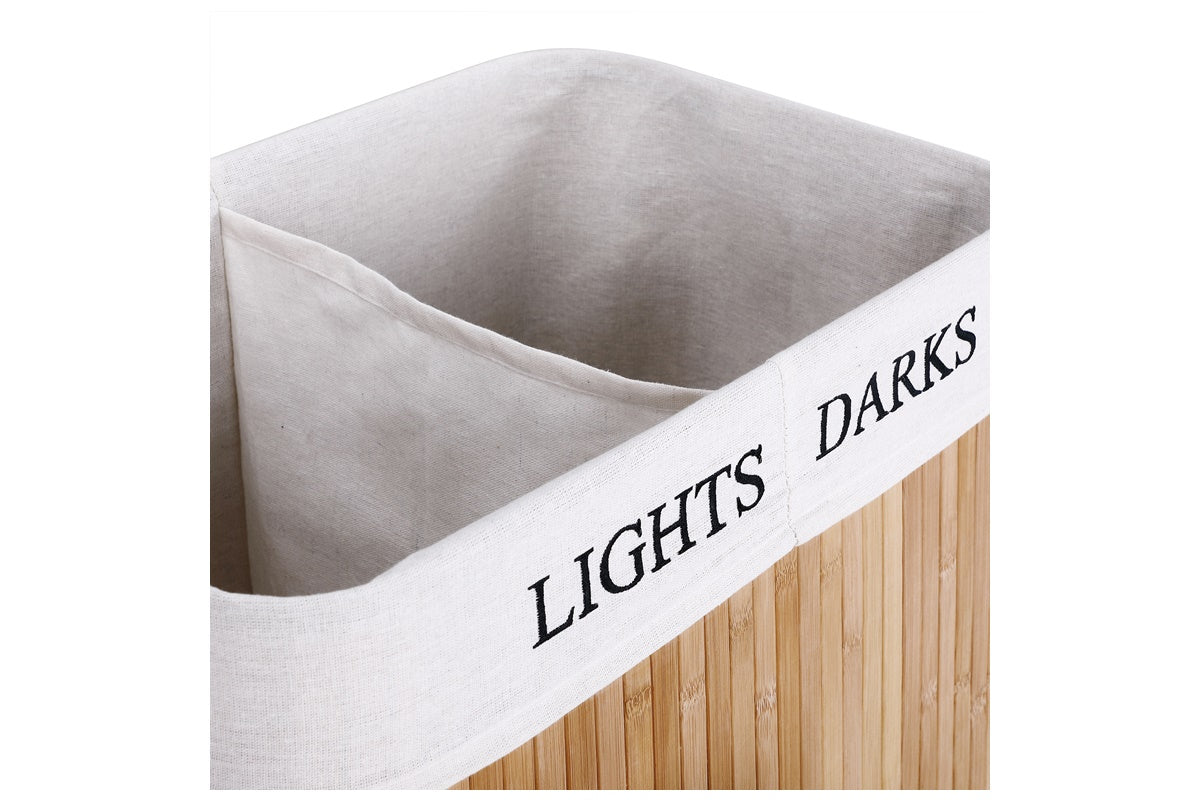 le stelle cesto portabiancheria con 2 scomparti 100 litri in vimini 52x32xh 63cm