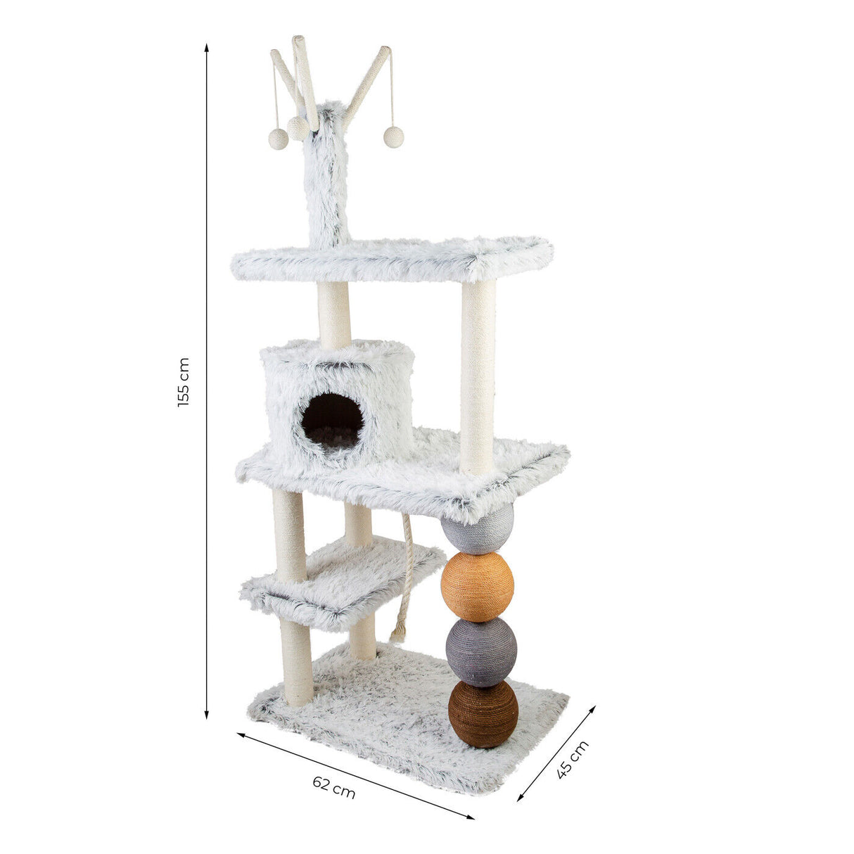 le stelle tiragraffi ad albero castello per gatti alto 100cm con lettino pali e palle colorate in sisal 8024299800235 ean 8024299800235