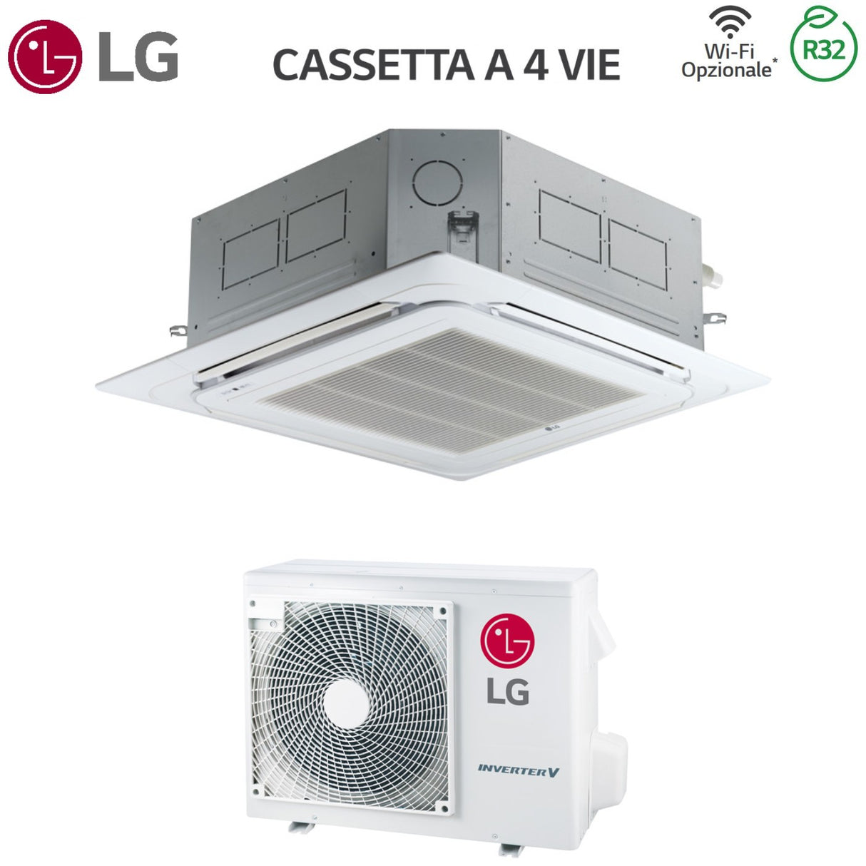 lg climatizzatore condizionatore lg cassetta a 4 vie inverter 24000 btu ct24f r 32 wi fi optional con comando a filo e pannello incluso novita