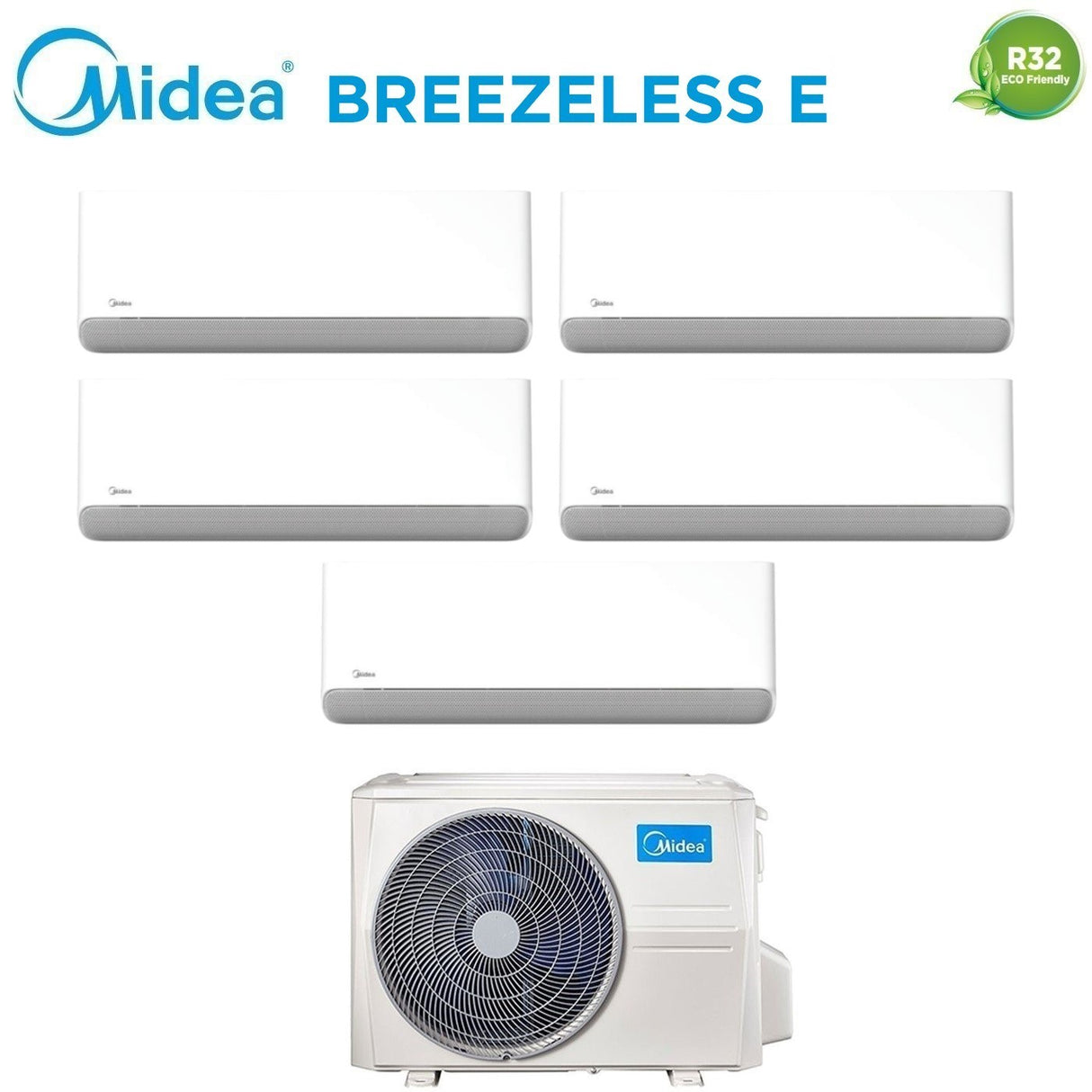 midea condizionatore penta split midea breezeless e 99121212 con m5oe 42hfn8 q r 32 wi fi integrato