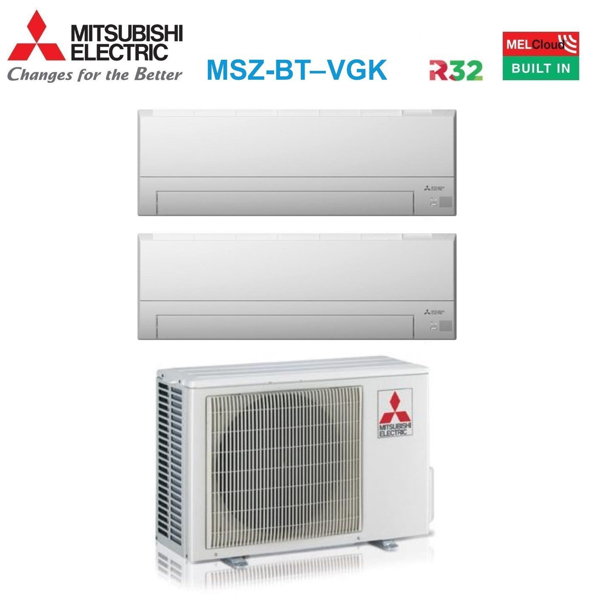 mitsubishi electric climatizzatore condizionatore mitsubishi electric dual split inverter serie msz bt 99 con mxz 2f53vf r 32 wi fi integrato 90009000 ean 8059657018960