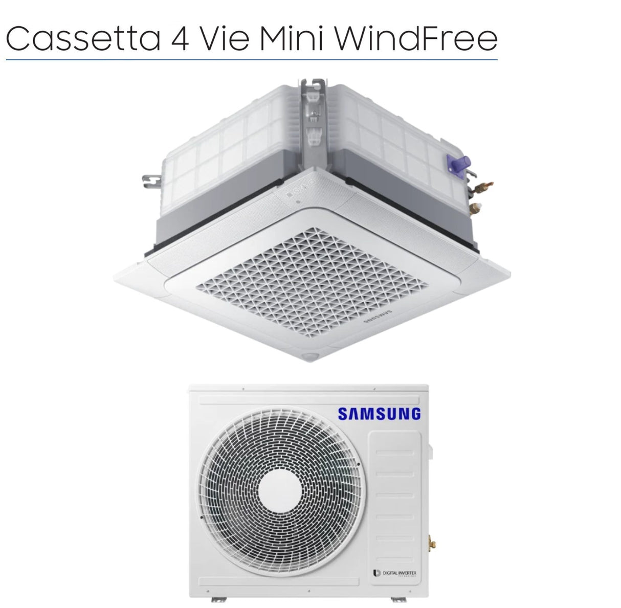 samsung climatizzatore condizionatore samsung mini cassetta 4 vie windfree 24000 btu ac071rnndkg r 32 wi fi optional con pannello incluso