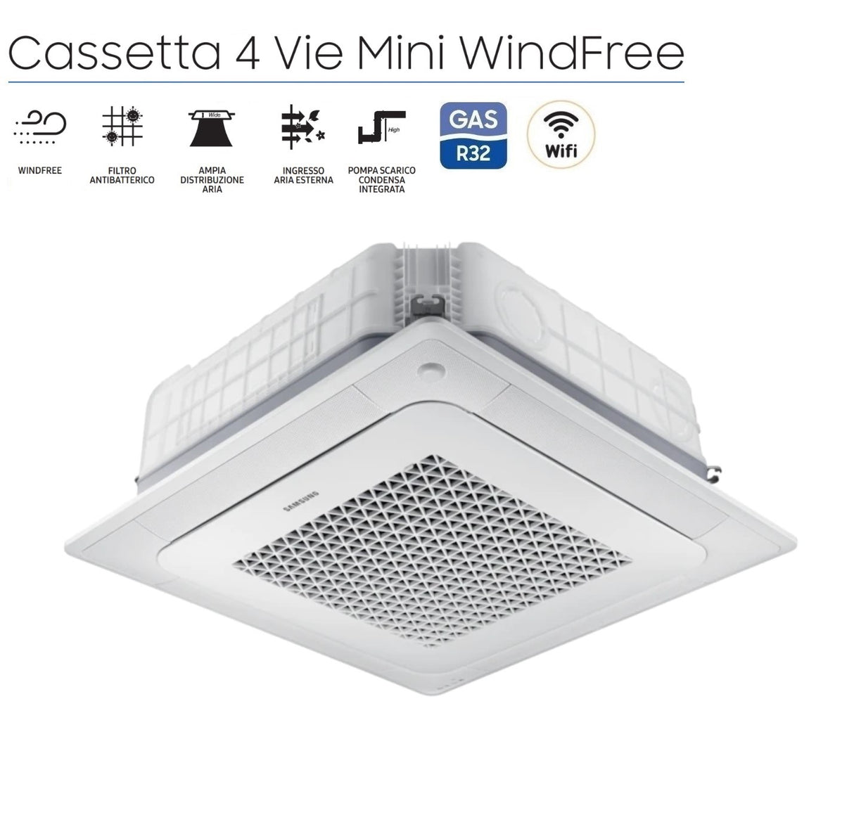 samsung unita interna mini cassetta a 4 vie samsung windfree 7000 btu aj020tnndkgeu r 32 wi fi optional con griglia inclusa