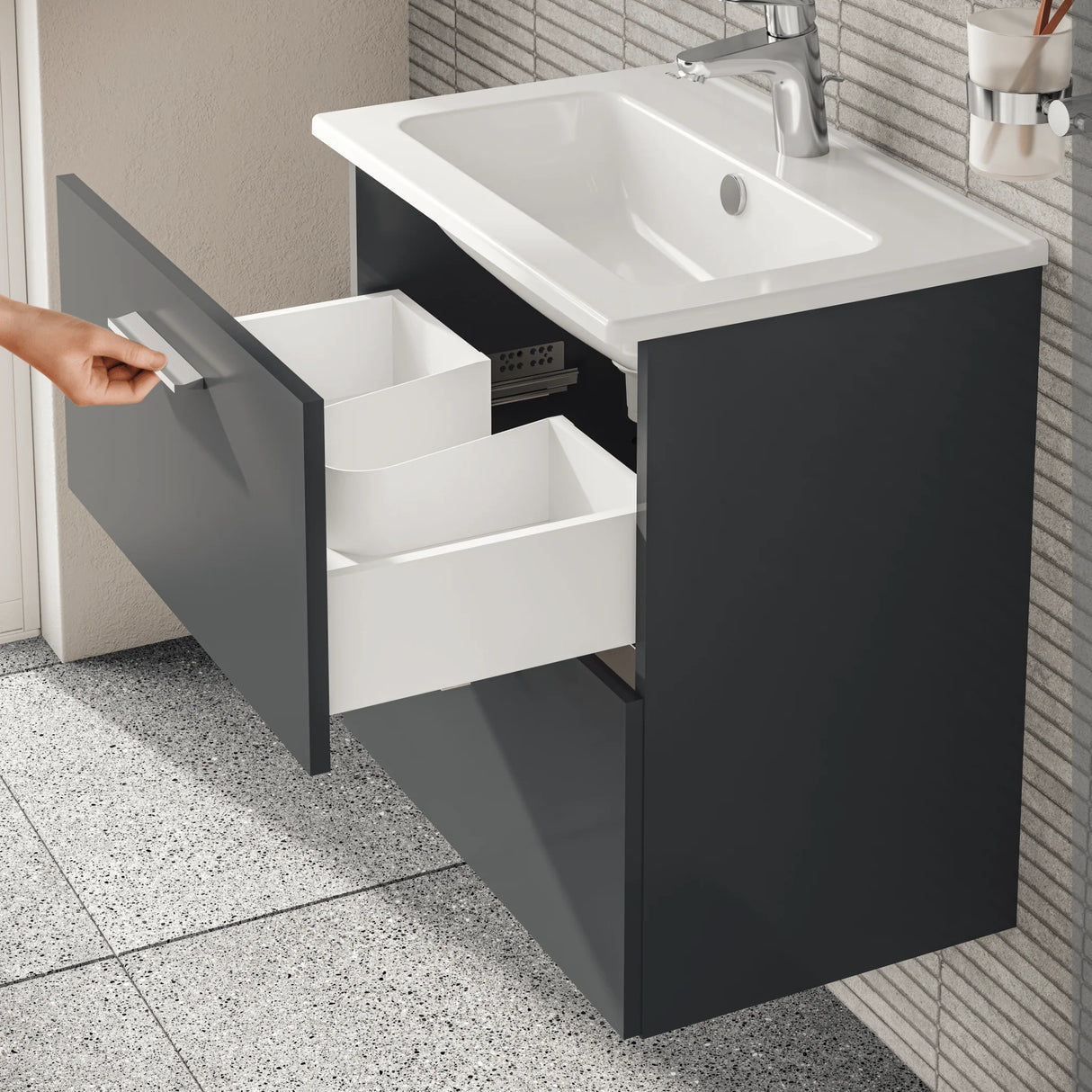 vitra mobile bagno sospeso vitra con lavabo colore antracite 60 cm