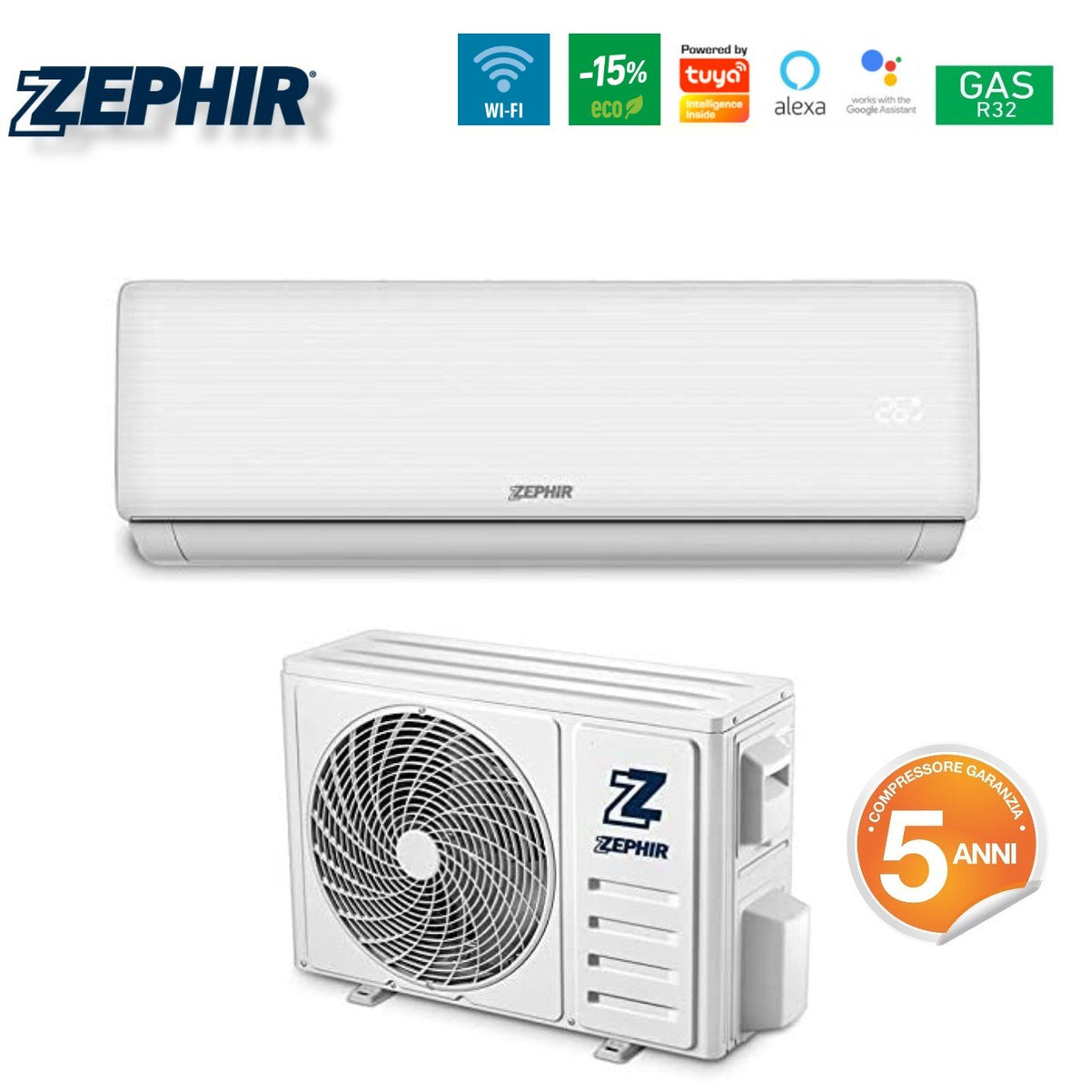 zephir pronta consegna climatizzatore condizionatore zephir inverter serie advance wifi smart 9000 btu ztq9000wifi r 32 wi fi integrato classe aa ean 8059657003256