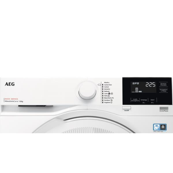 aeg asciugatrice a pompa di calore 8 kg aeg tr8g83gw serie 8000 absolutecare mixdry hygiene sensidry classe a ean 7332543841585