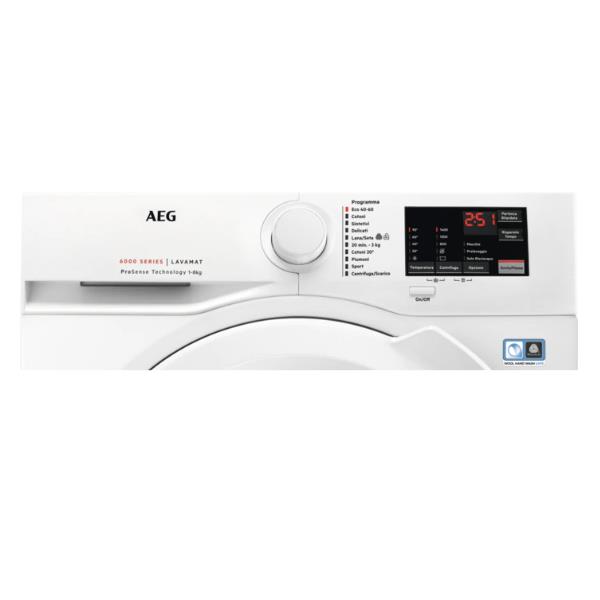 aeg lavatrice a carica frontale aeg 8 kg serie 6000 1400 giri l6fbi843 classe c ean 7332543765775